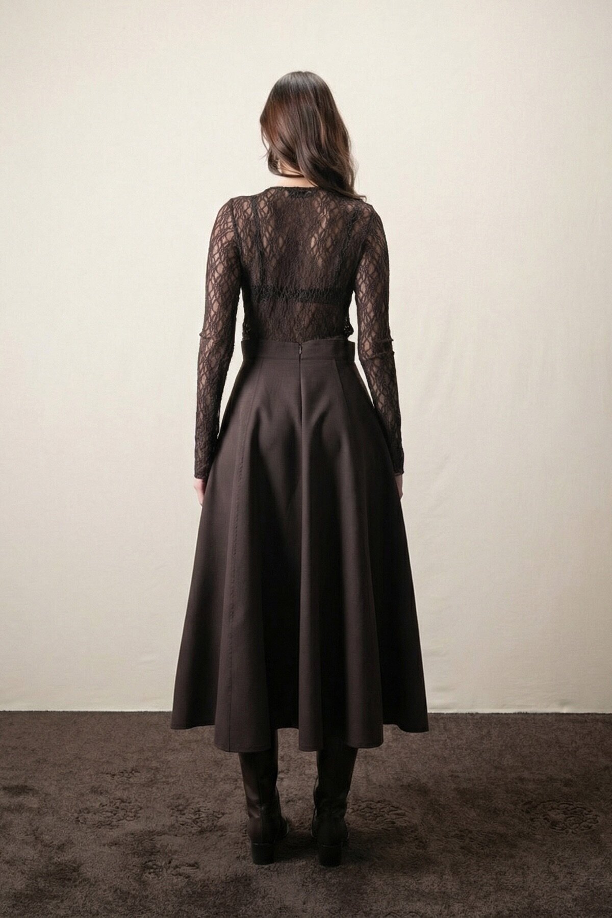 Kahverengi Dokulu Maxi Etek