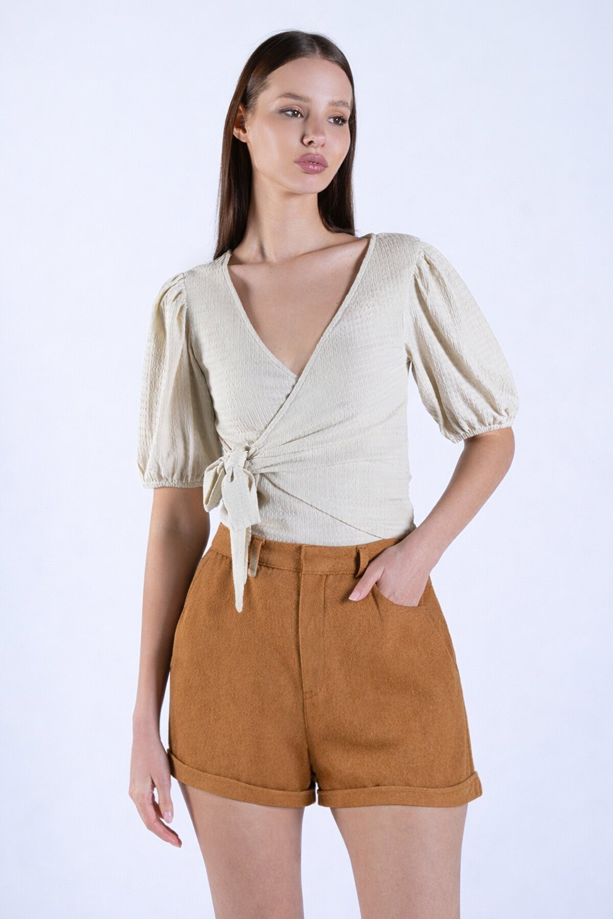 Duble Paça Çift Cepli Kışlık Kaşe Şort