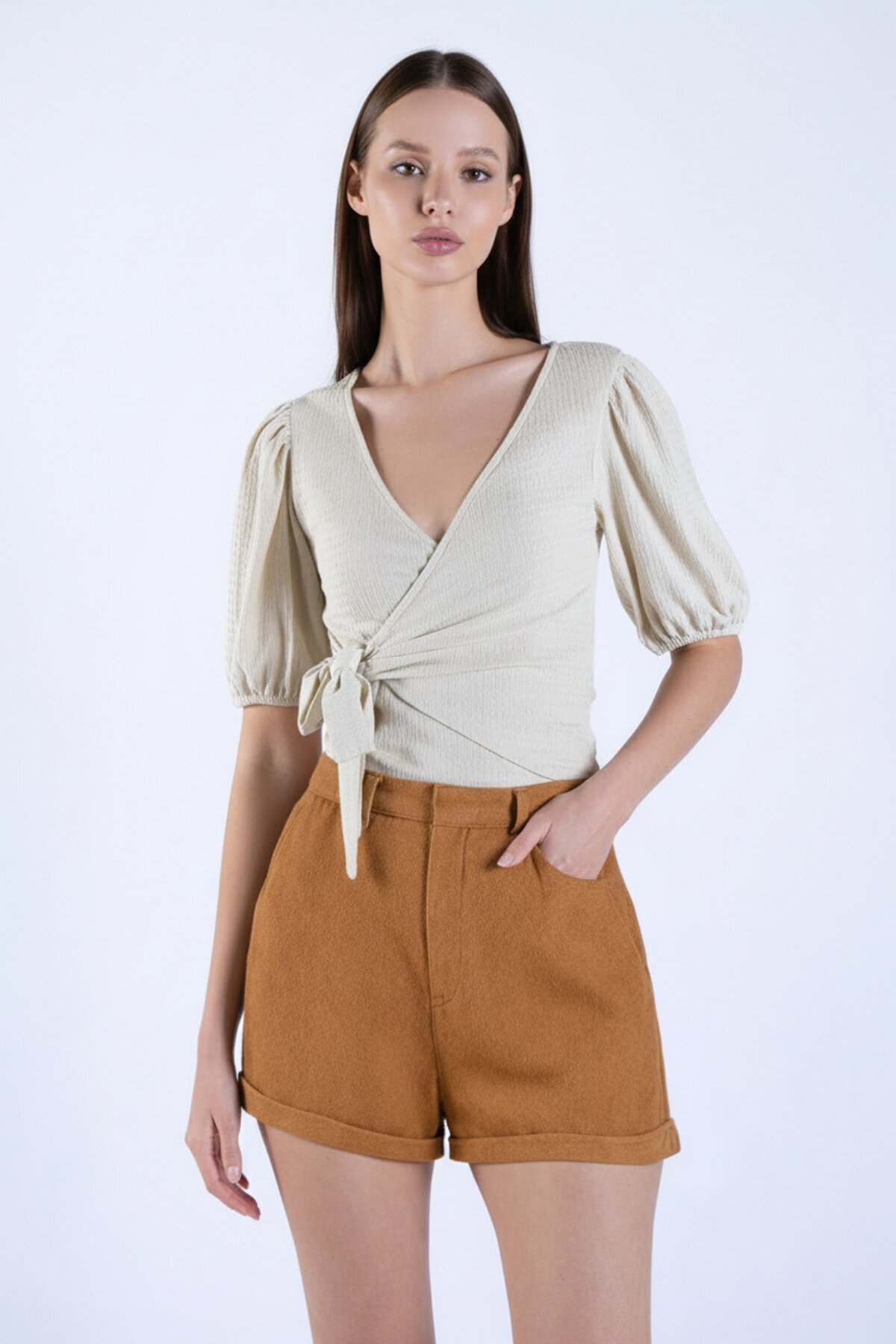 Duble Paça Çift Cepli Kışlık Kaşe Şort