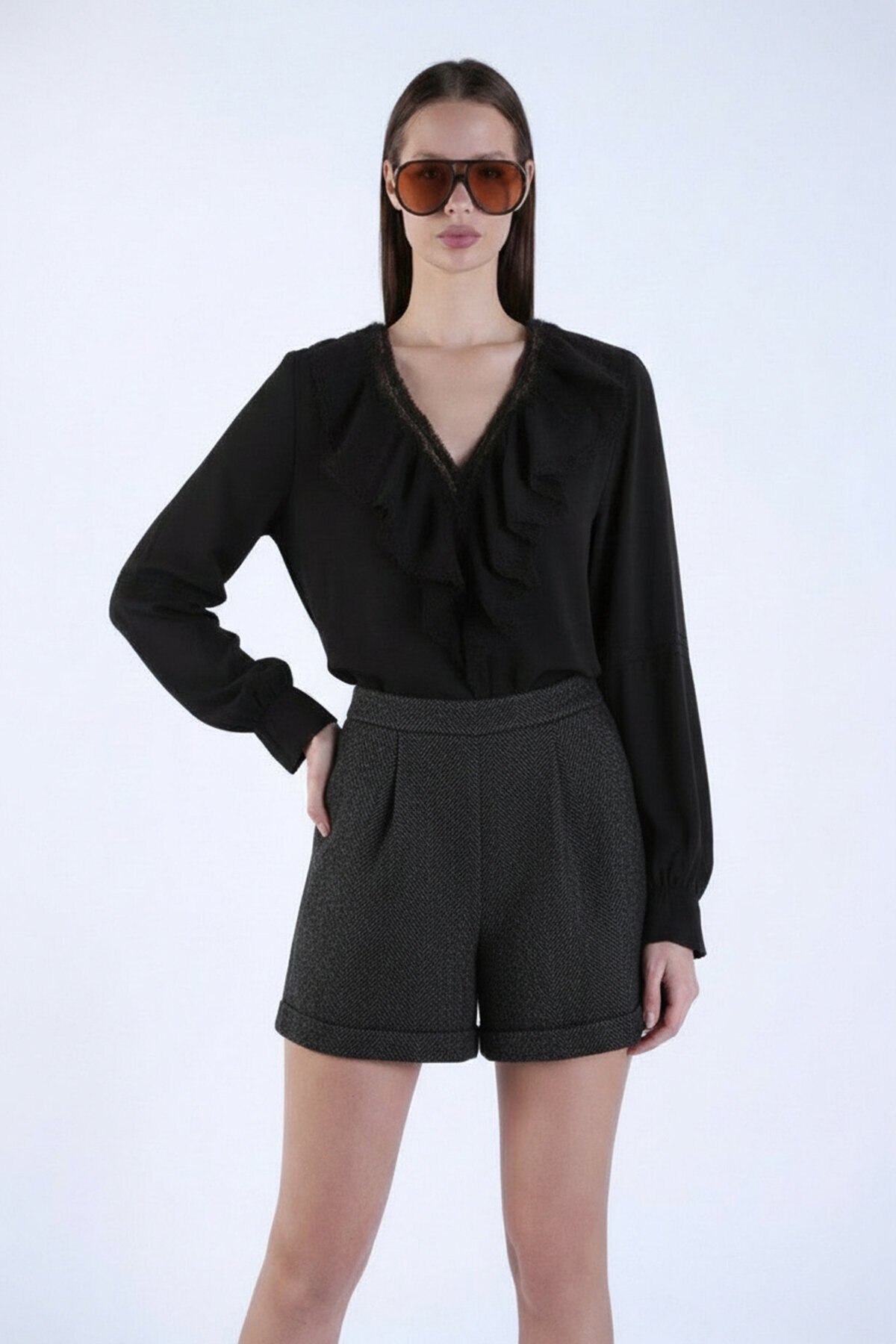 Duble Paça Çift Cepli Kışlık Kaşe Şort