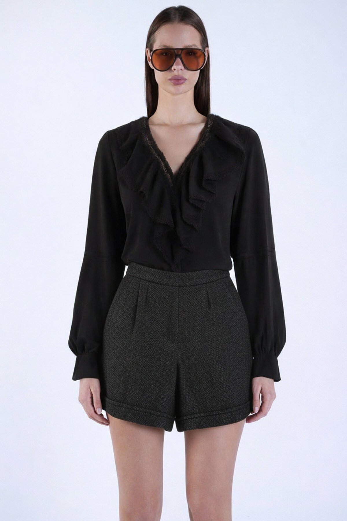 Duble Paça Çift Cepli Kışlık Kaşe Şort