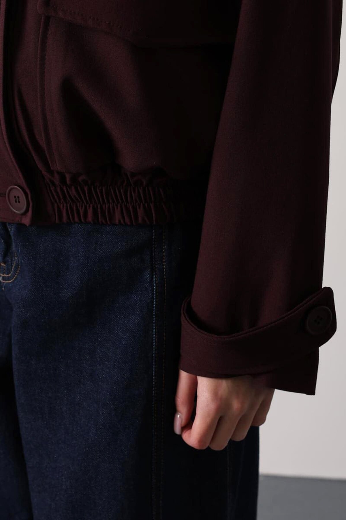 Düğme Kapamalı Çift Cepli Astarlı Bomber Ceket