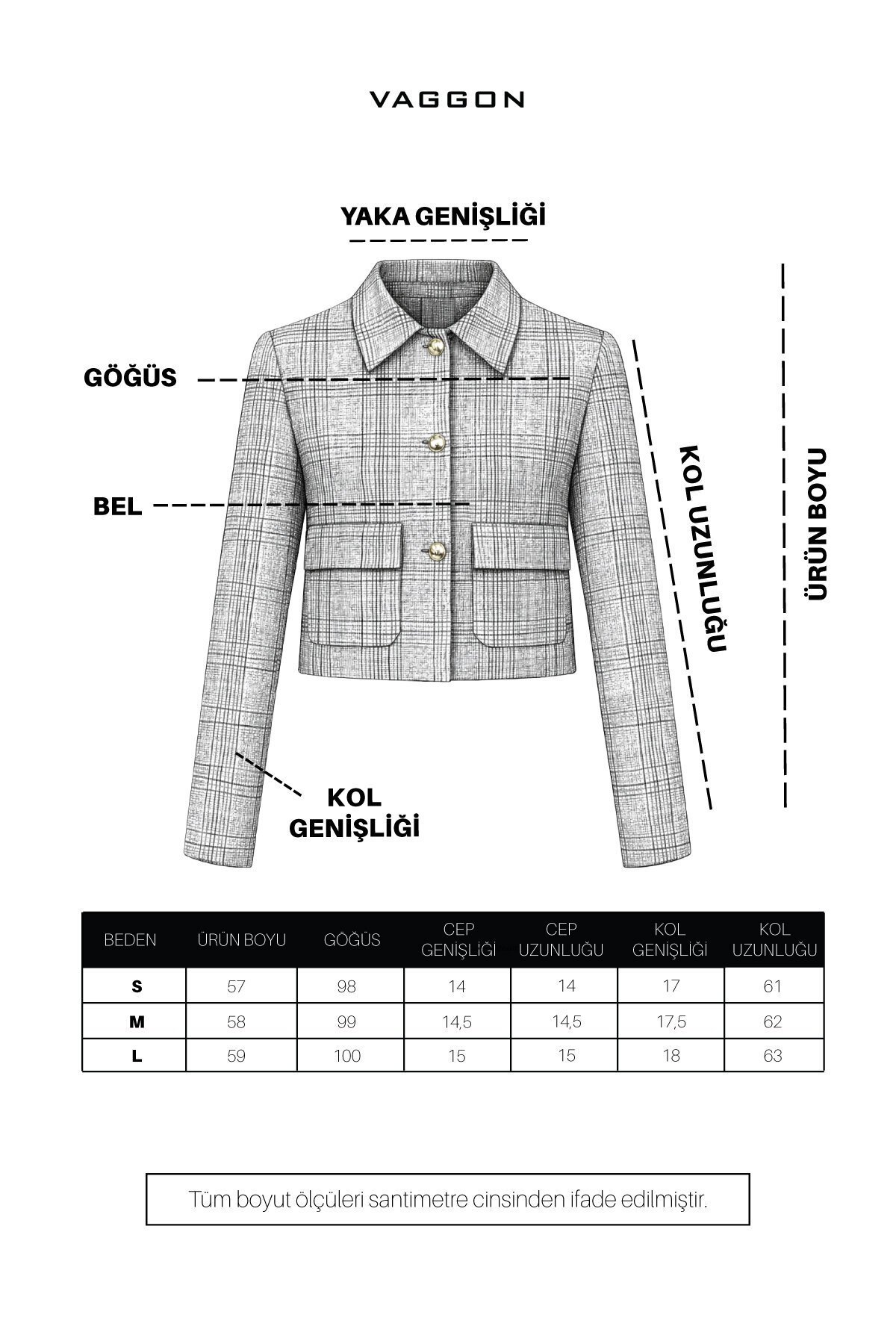 Bej Ekoseli Kısa Blazer Ceket