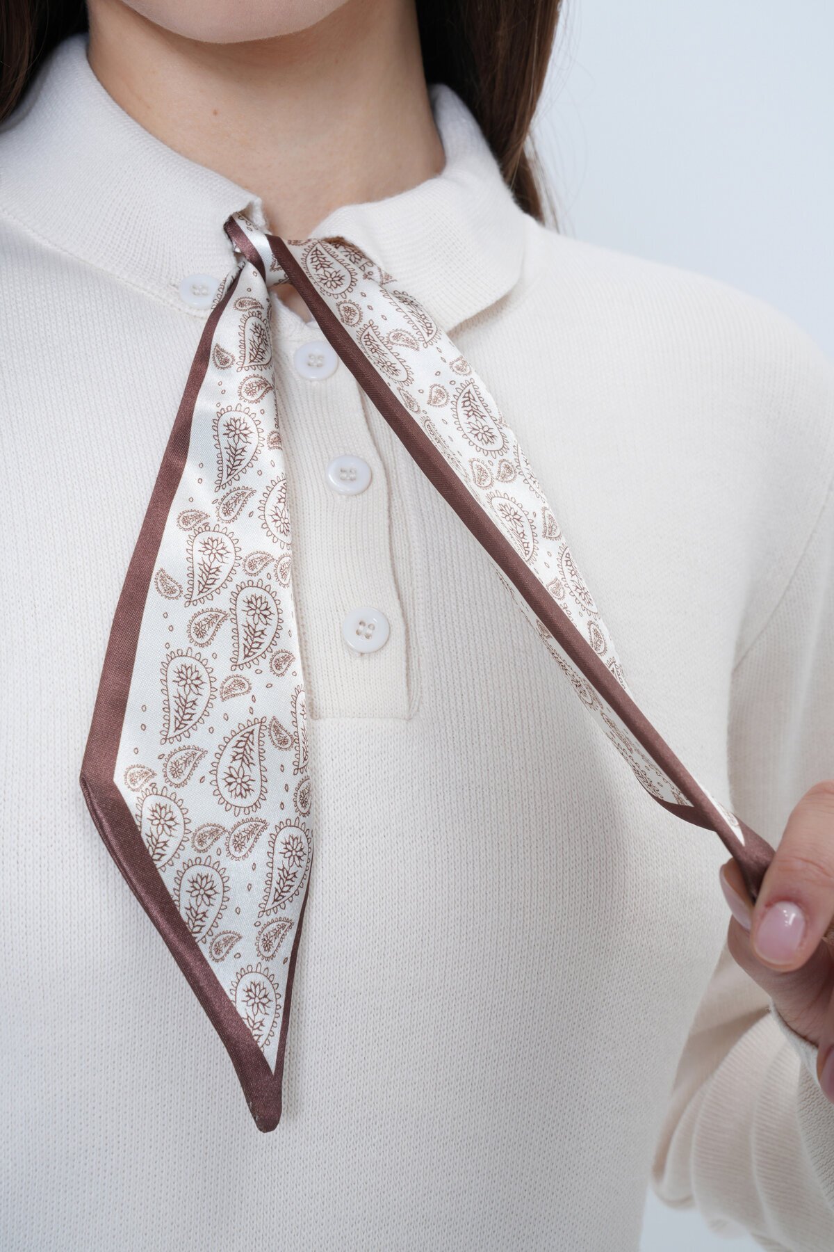 Fularlı Gömlek Yaka Mini Boy Elbise