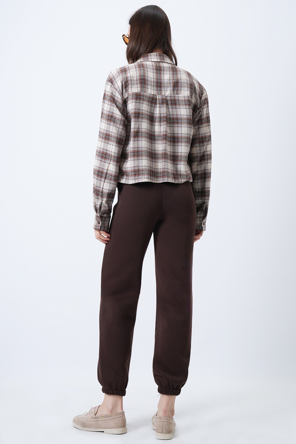 Kahve 3 İplik İçi Şardonlu Jogging Eşofman Altı