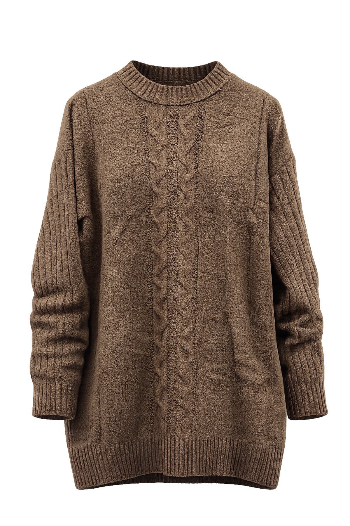 Kahverengi Bisiklet Yaka Triko Kazak