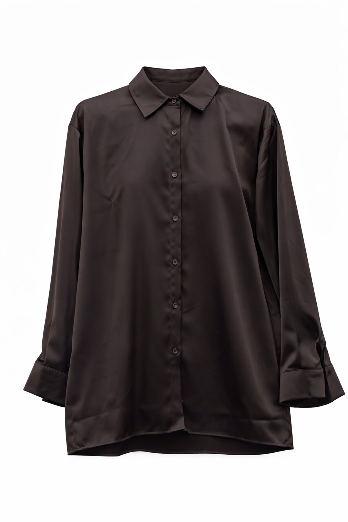 Kahverengi Saten Gömlek