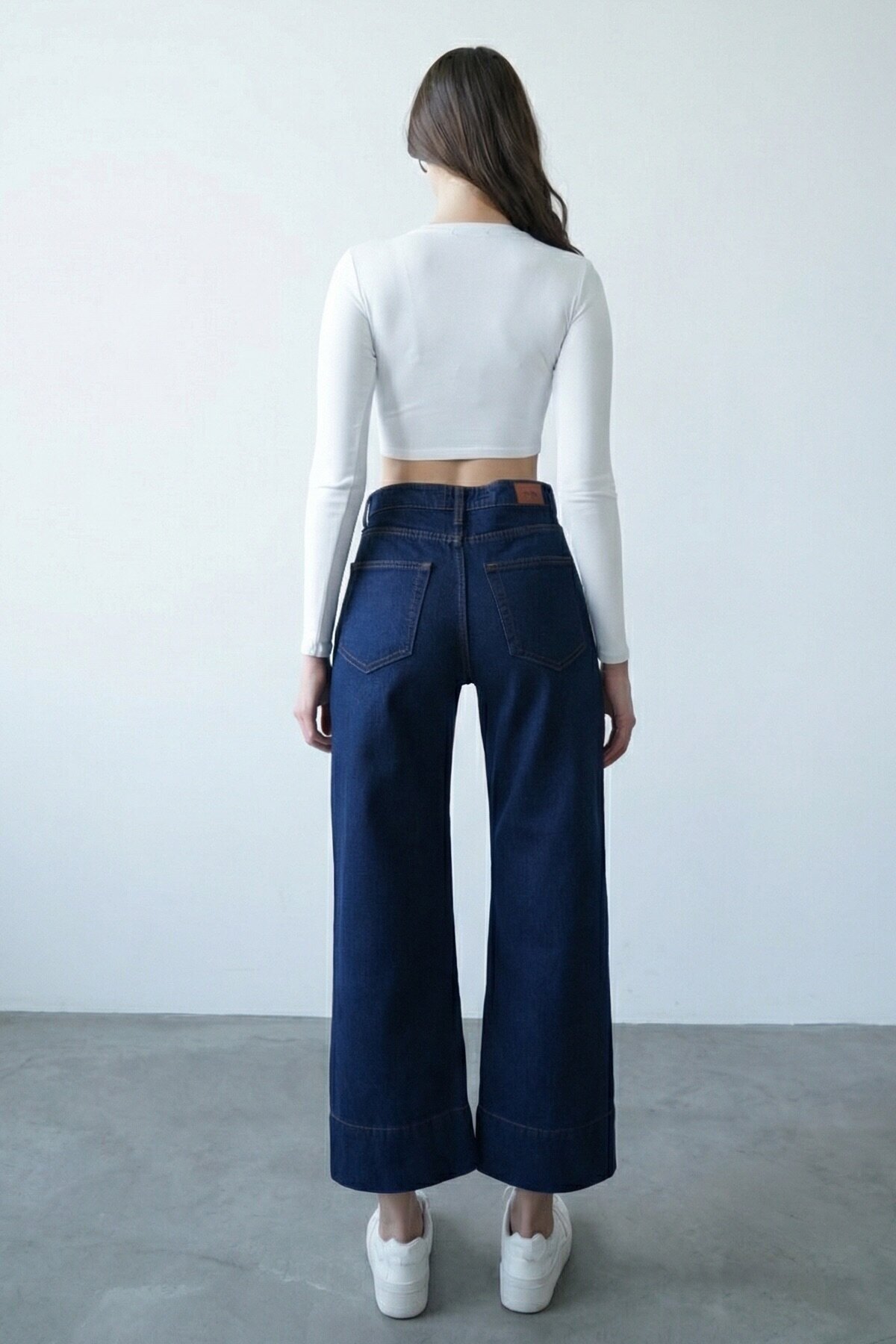 Koyu Mavi Kat Paça Jean Pantolon