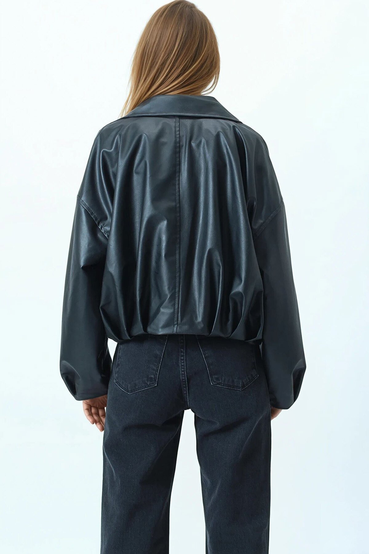 Kemer Detaylı Fermuar Kapamalı Bomber Ceket