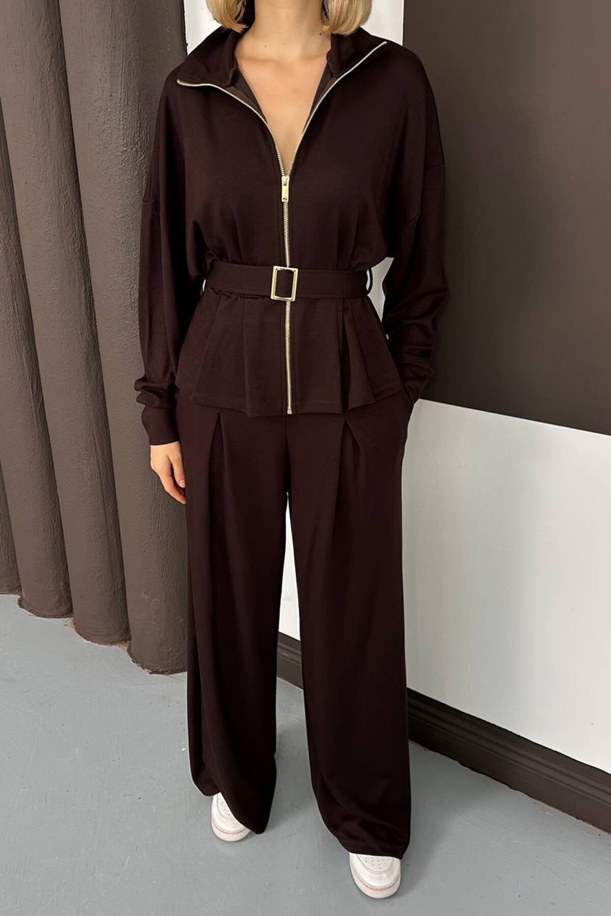 Kemer Detaylı Fermuarlı İkili Takım