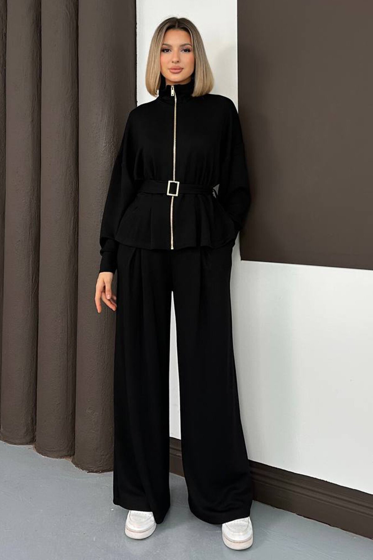 Kemer Detaylı Fermuarlı İkili Takım