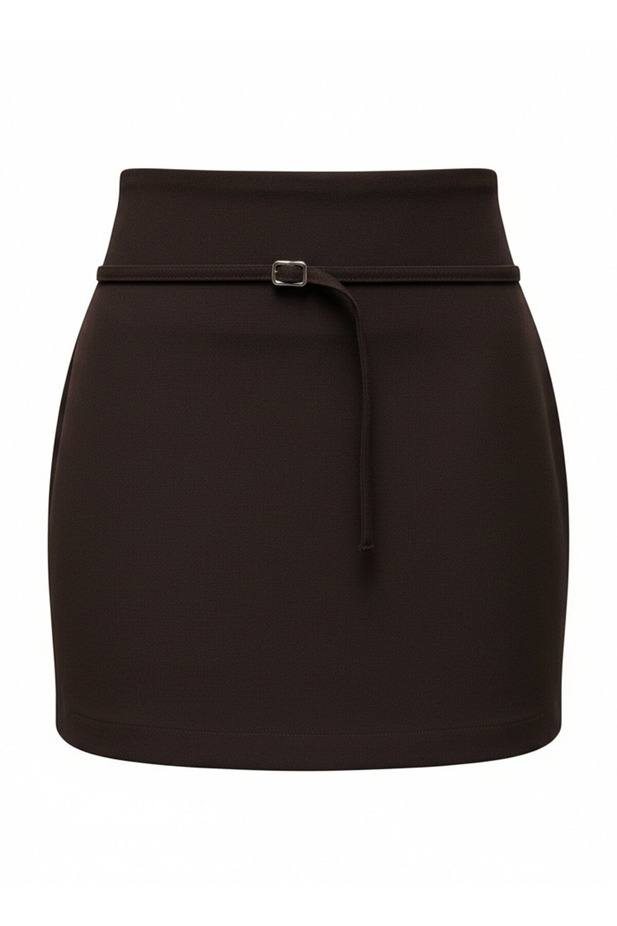 Kendinden İnce Kemer Detaylı Mini Etek