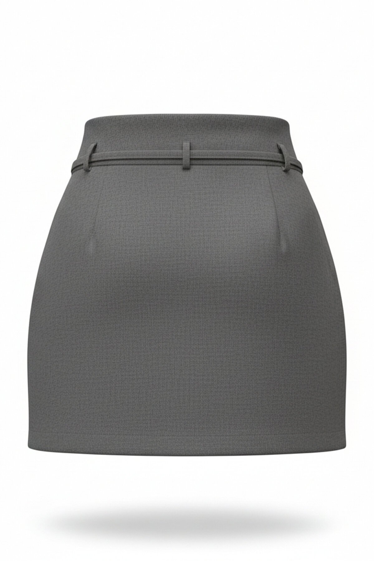 Kendinden İnce Kemer Detaylı Mini Etek