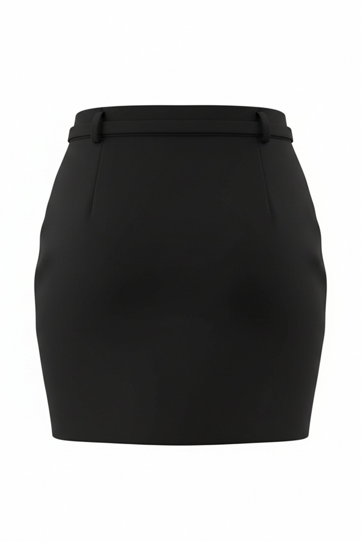 Kendinden İnce Kemer Detaylı Mini Etek