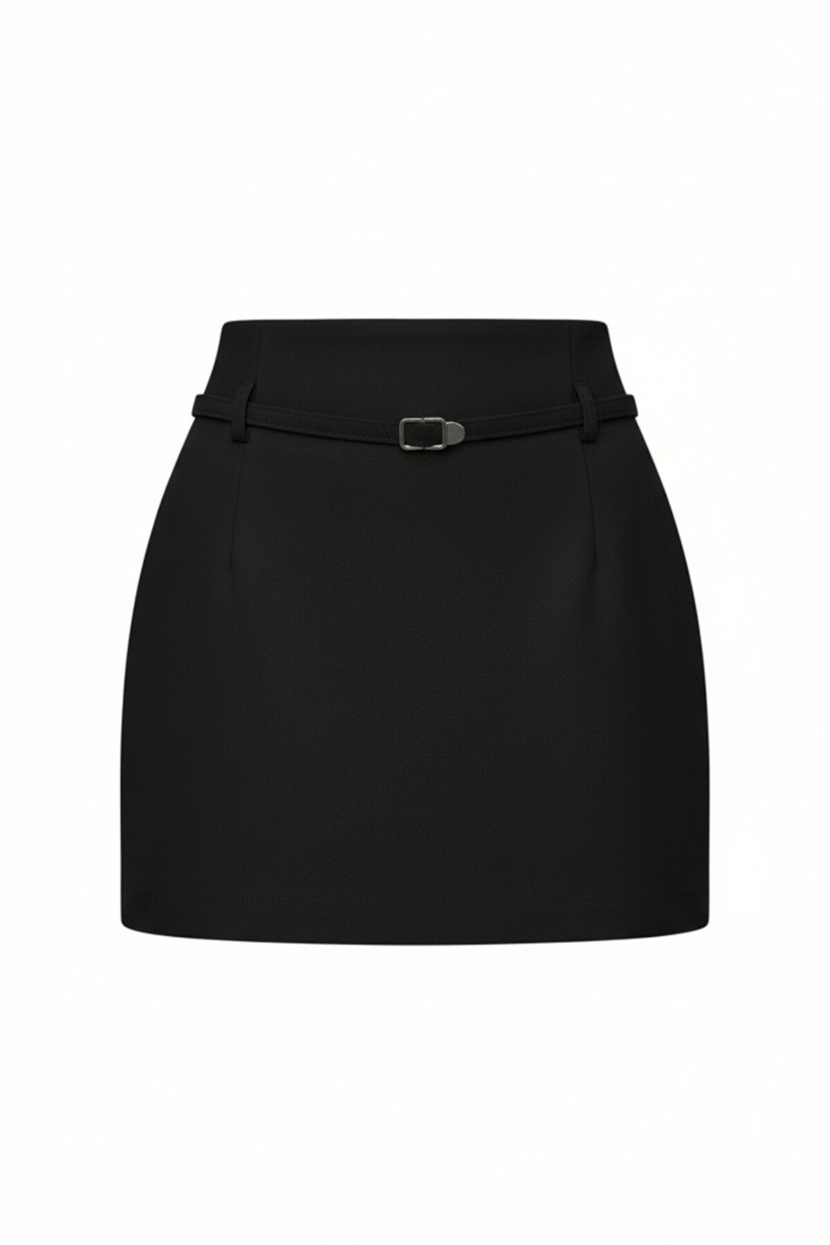Kendinden İnce Kemer Detaylı Mini Etek