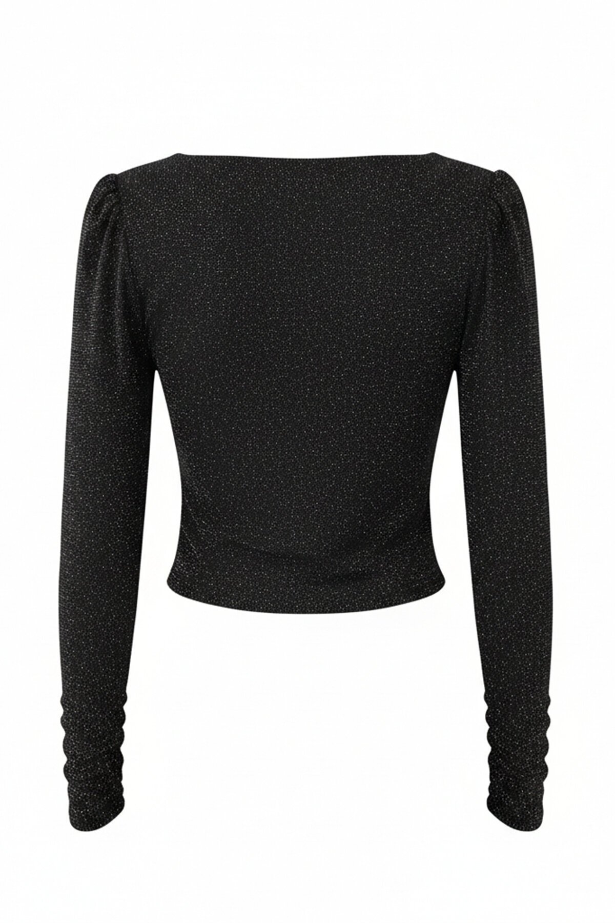 Kruvaze Yaka Simli Crop Bluz