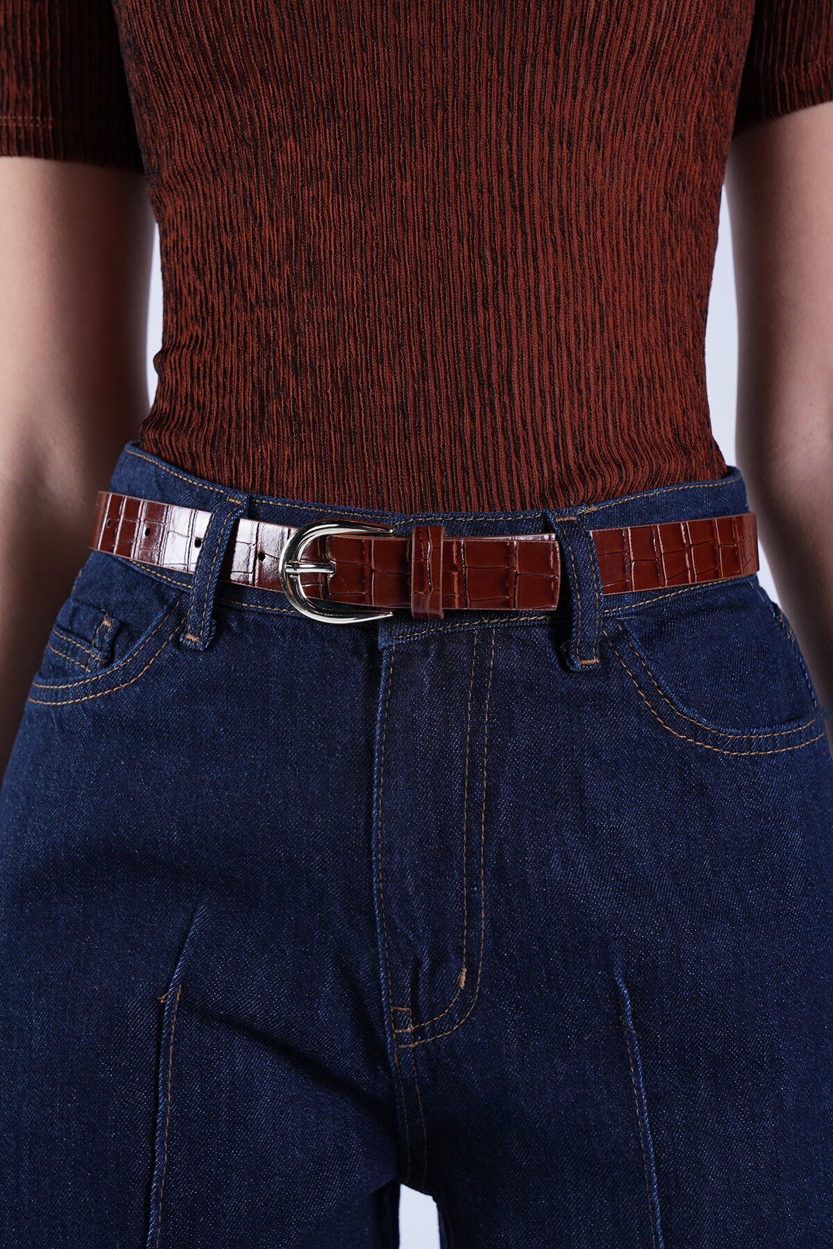 Lacivert Kemerli Palazzo Jean