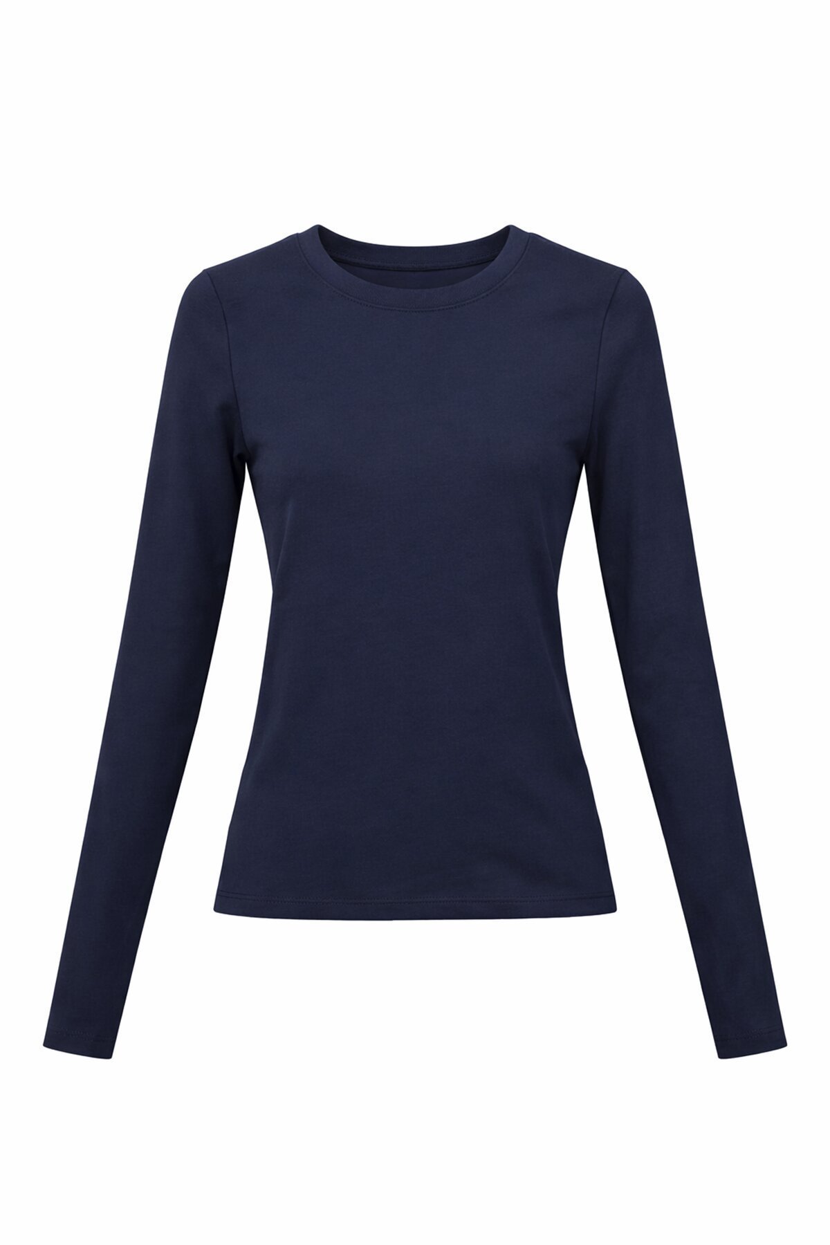 Lacivert Likralı Uzun Kollu Bluz