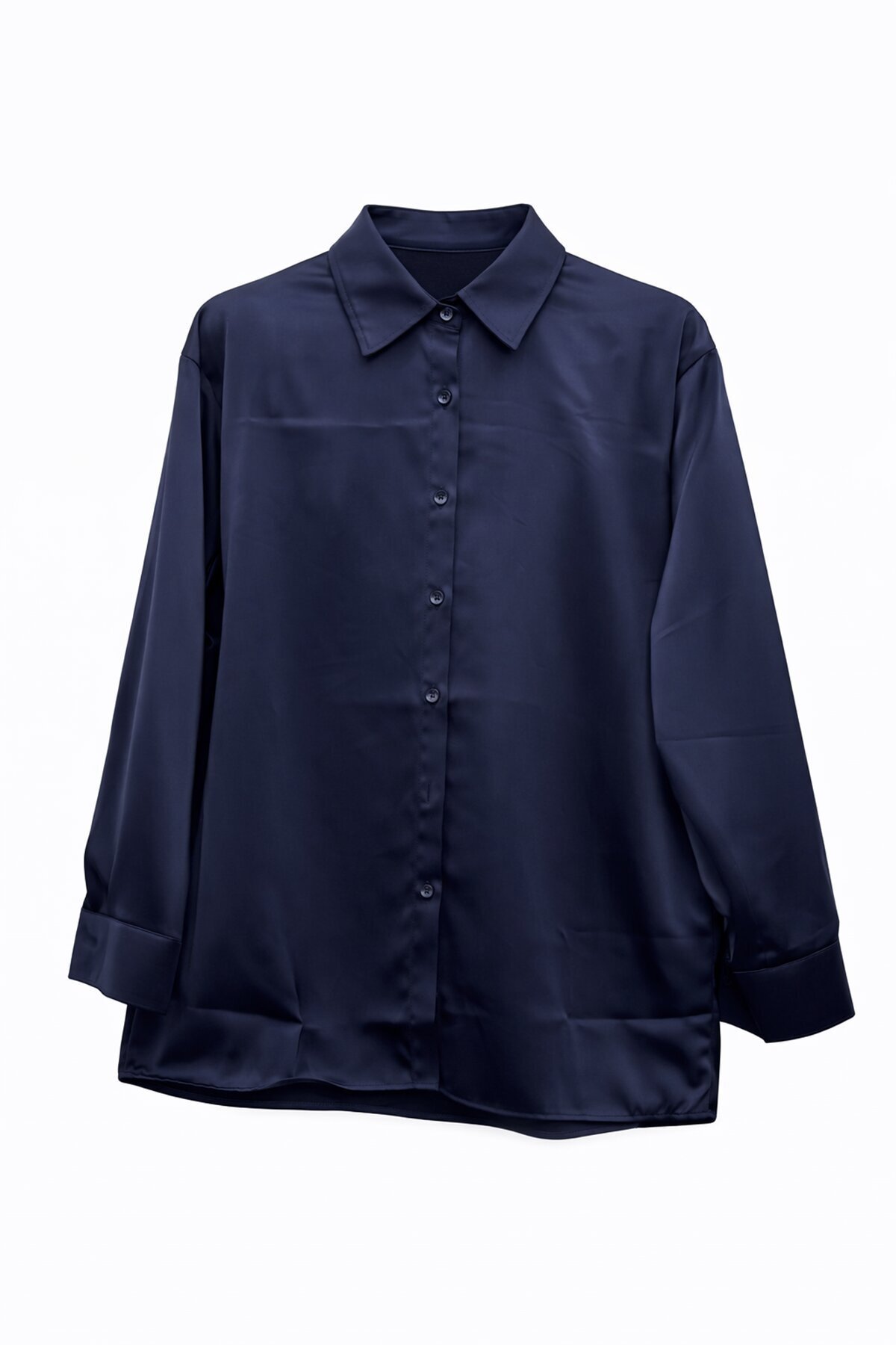 Lacivert Saten Gömlek