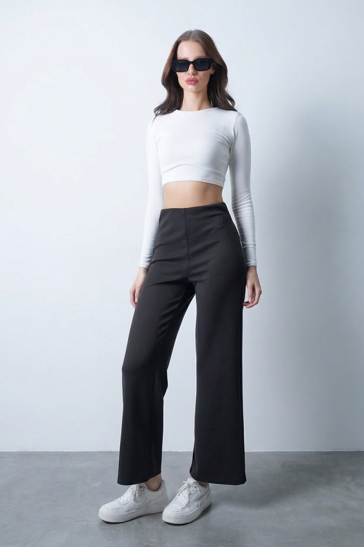 Siyah Likralı Modal Pantolon