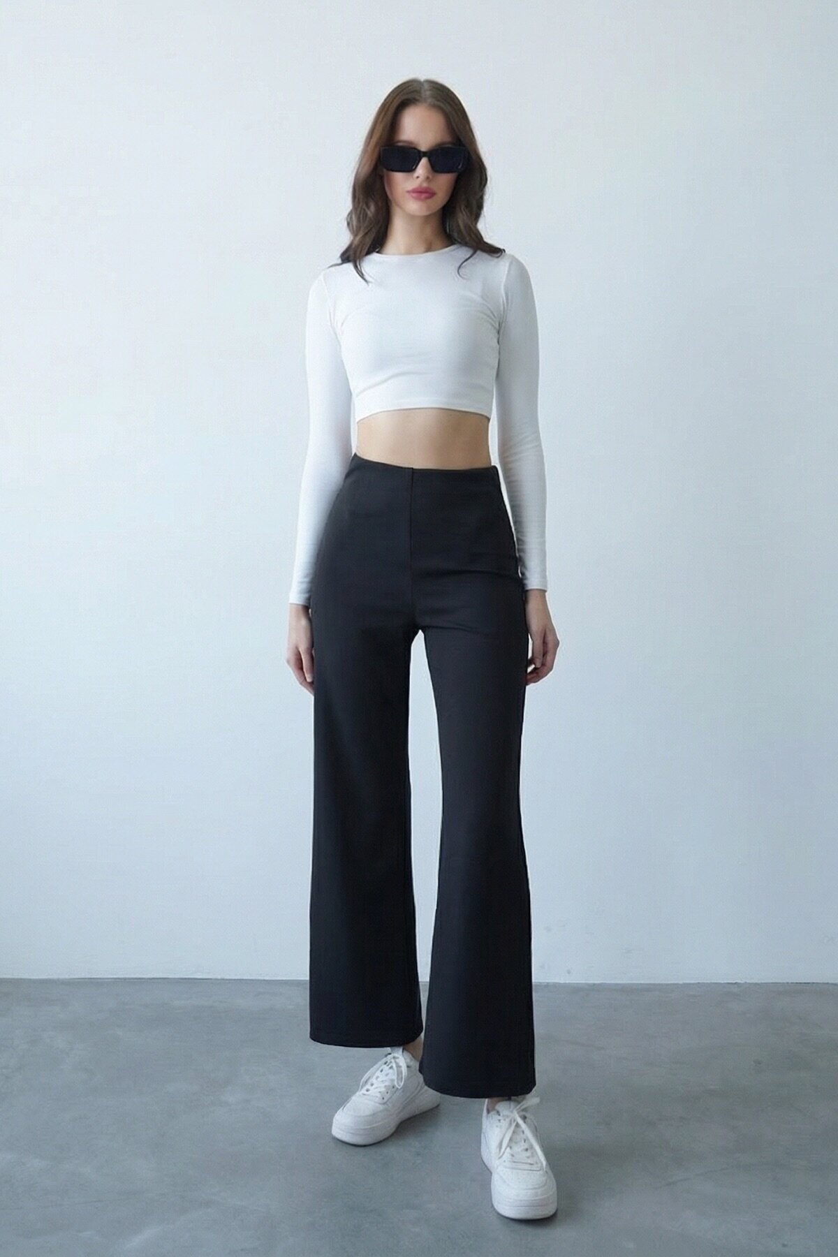 Siyah Likralı Modal Pantolon