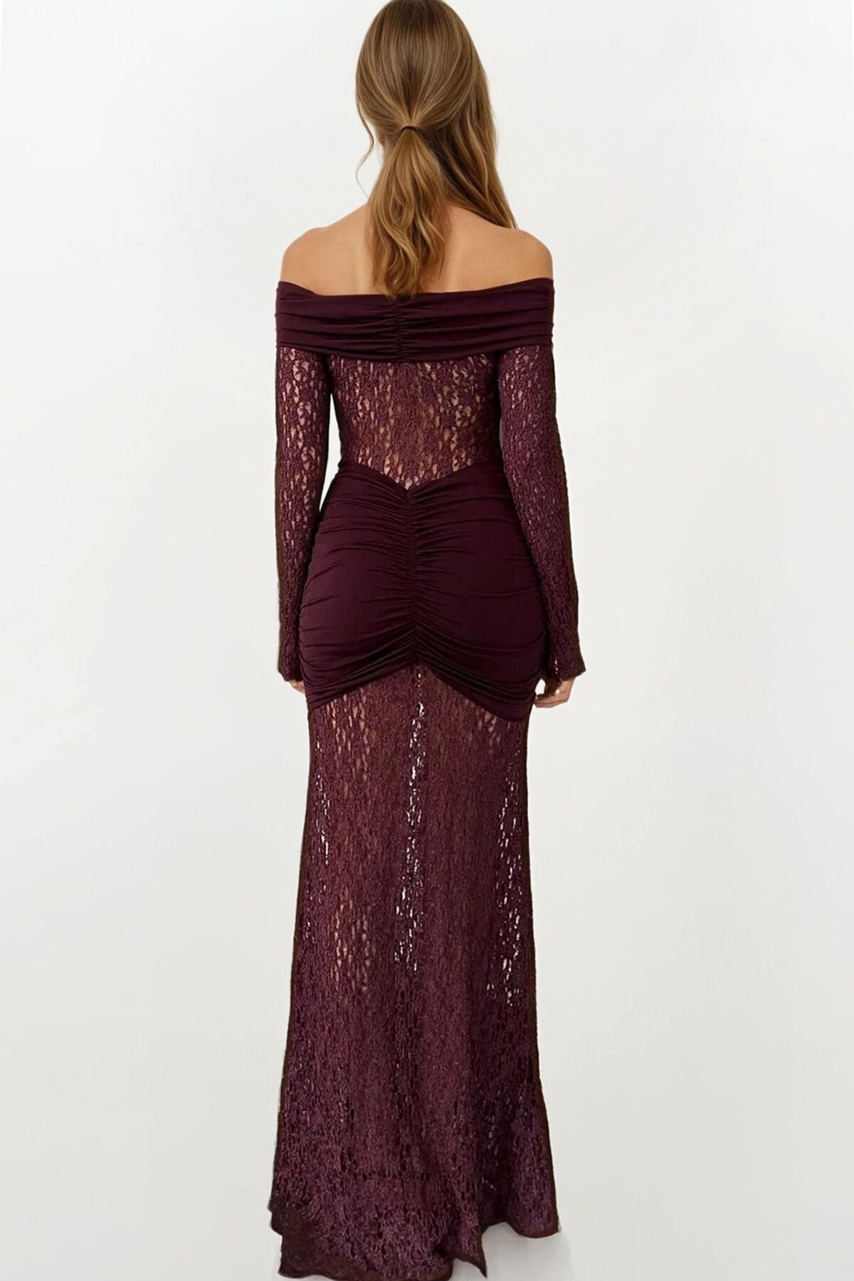 Madonna Yaka Danteli Maxi Boy Elbise