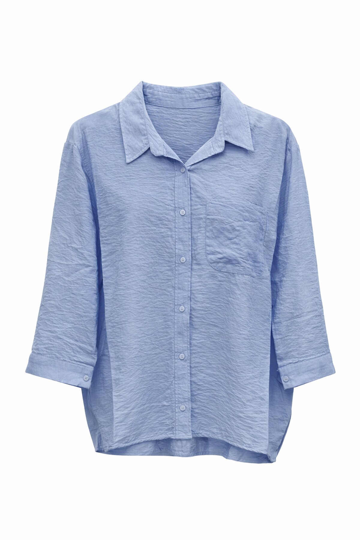 Mavi Tek Cepli Oversize Gömlek