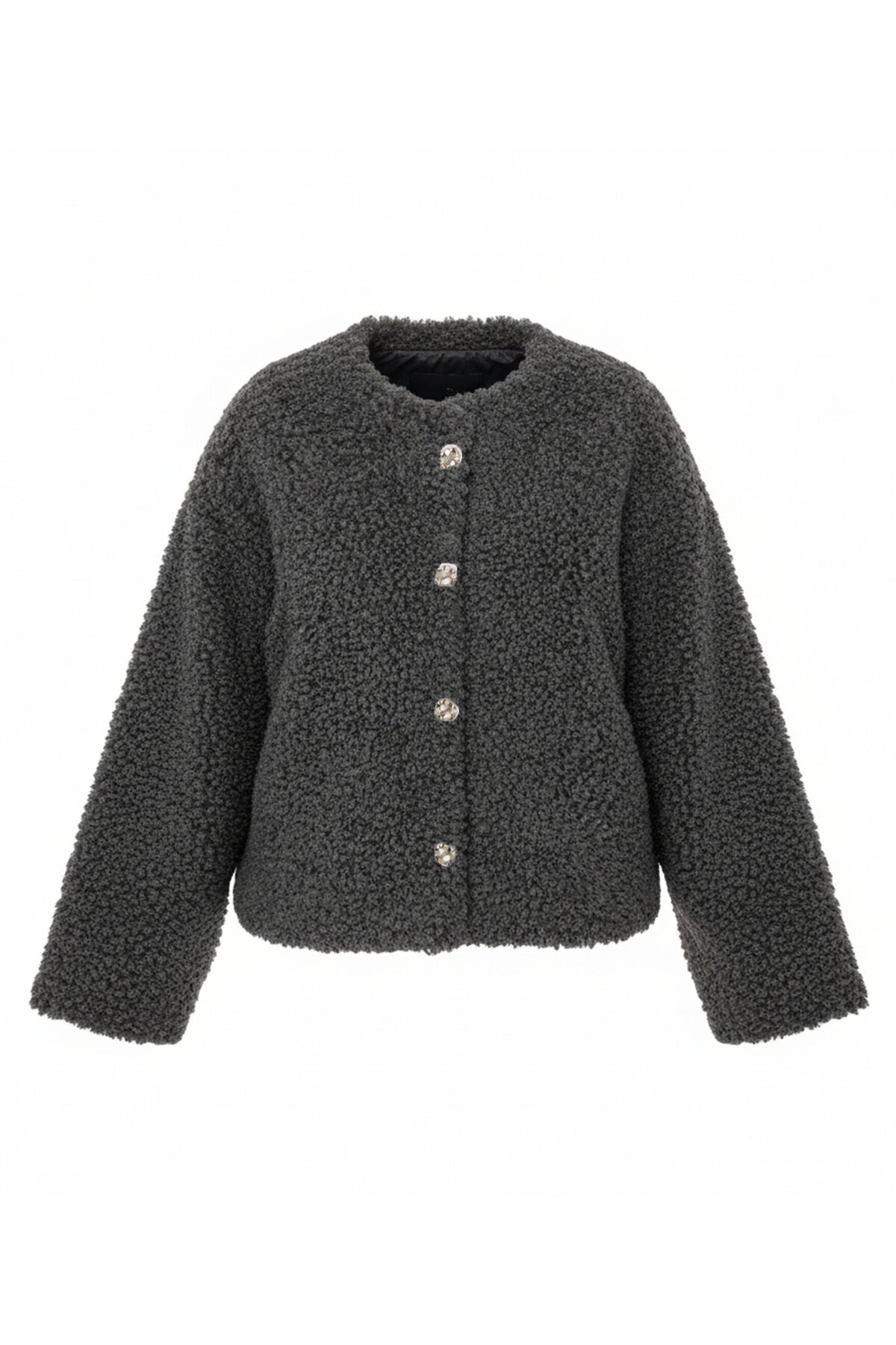 Önü Düğmeli Tüylü Ceket