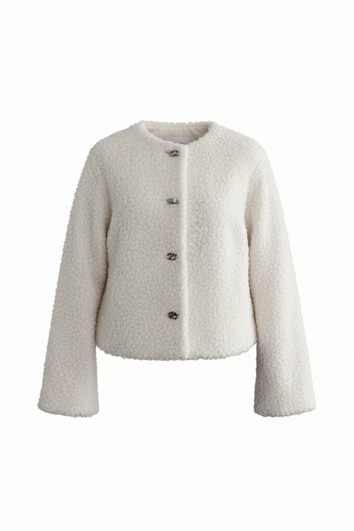 Önü Düğmeli Tüylü Ceket