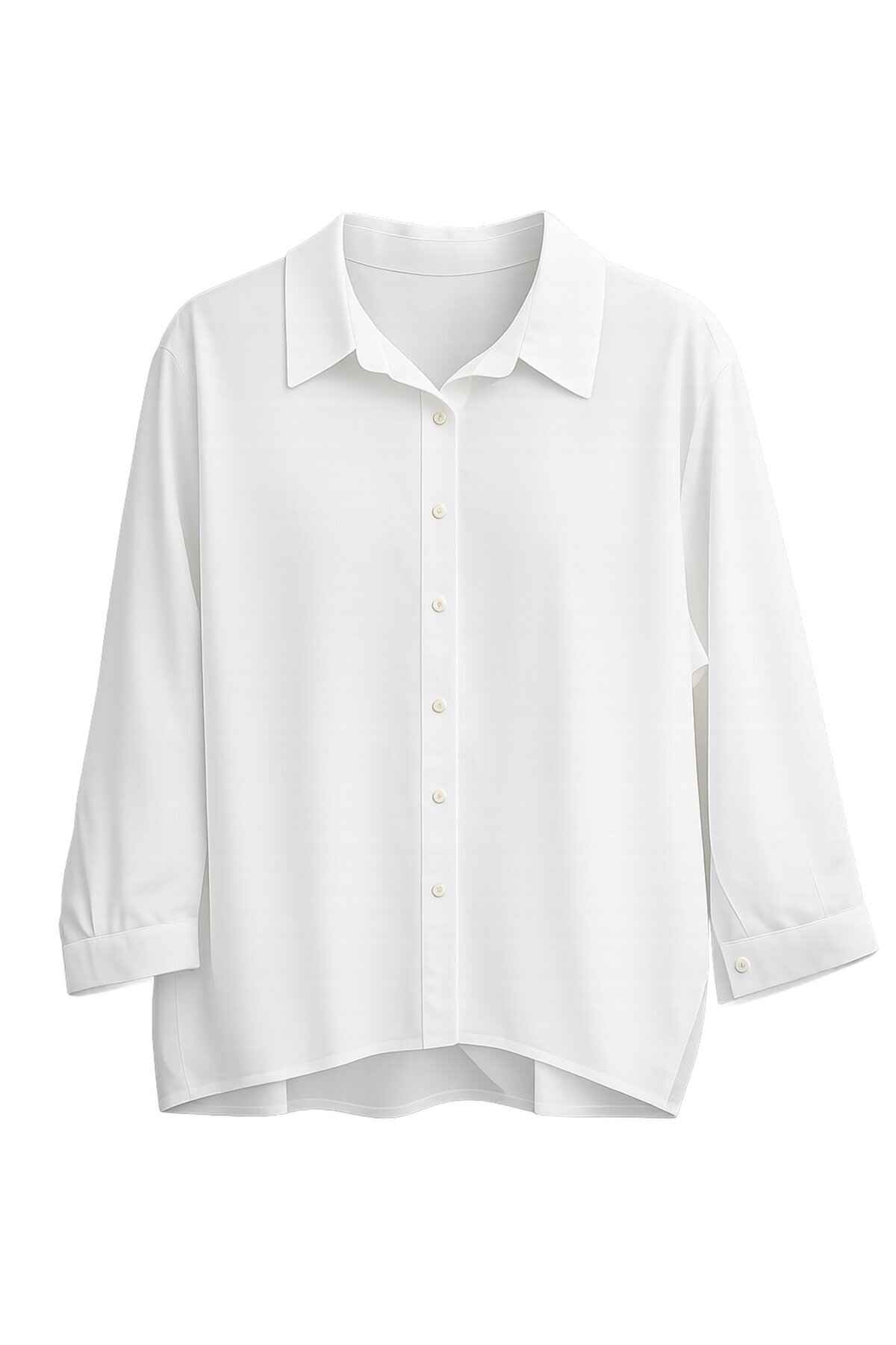 Beyaz Oversize Cepli Gömlek