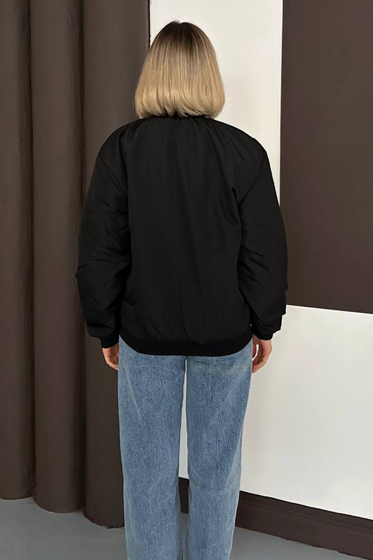 Oversize Fermuarlı Bomber Ceket