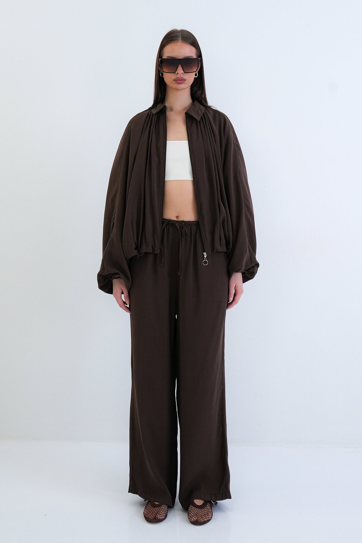 Oversize Hırka Ve Lastikli Pantolon Takım