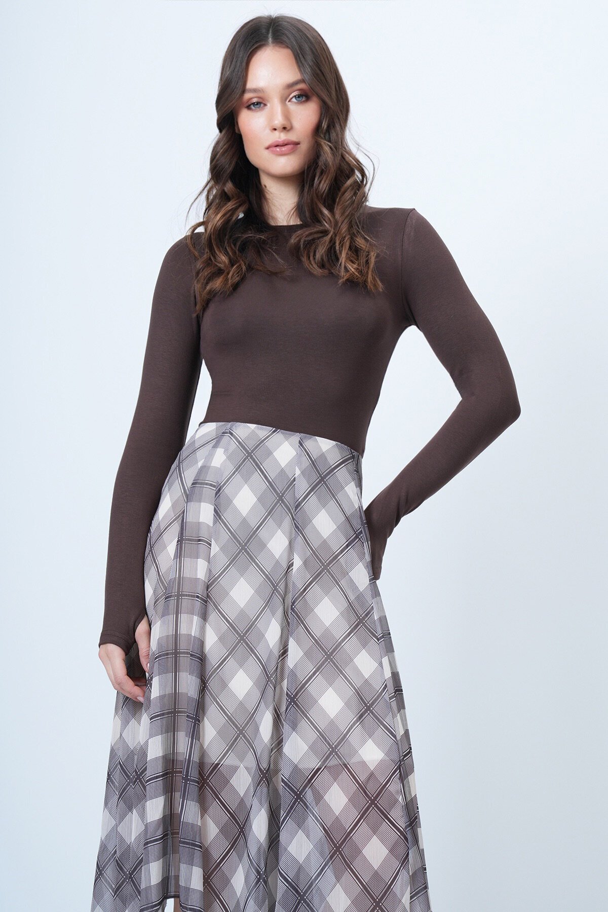 Parmak Detaylı Bisiklet Yaka Basic Bluz