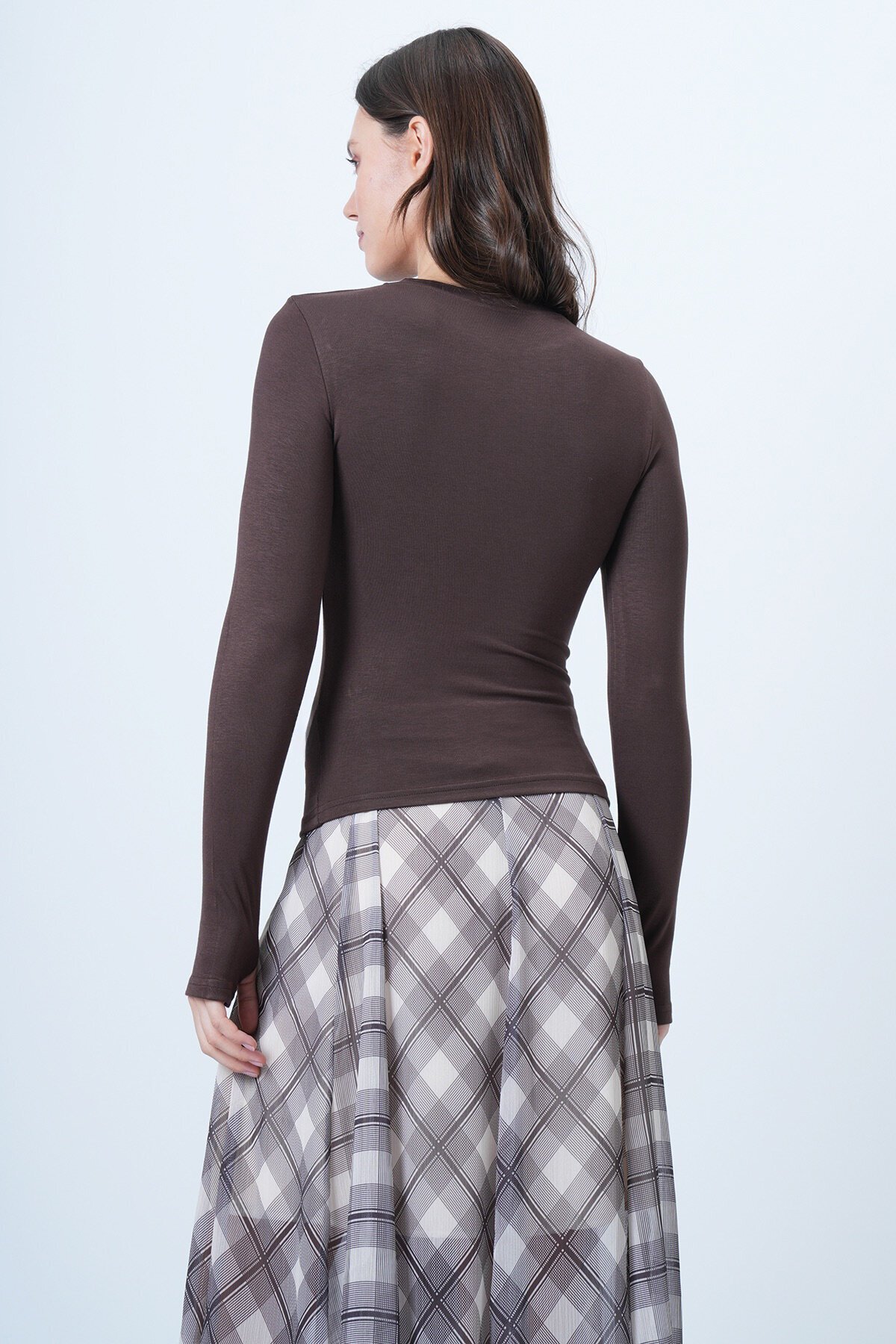 Parmak Detaylı Bisiklet Yaka Basic Bluz