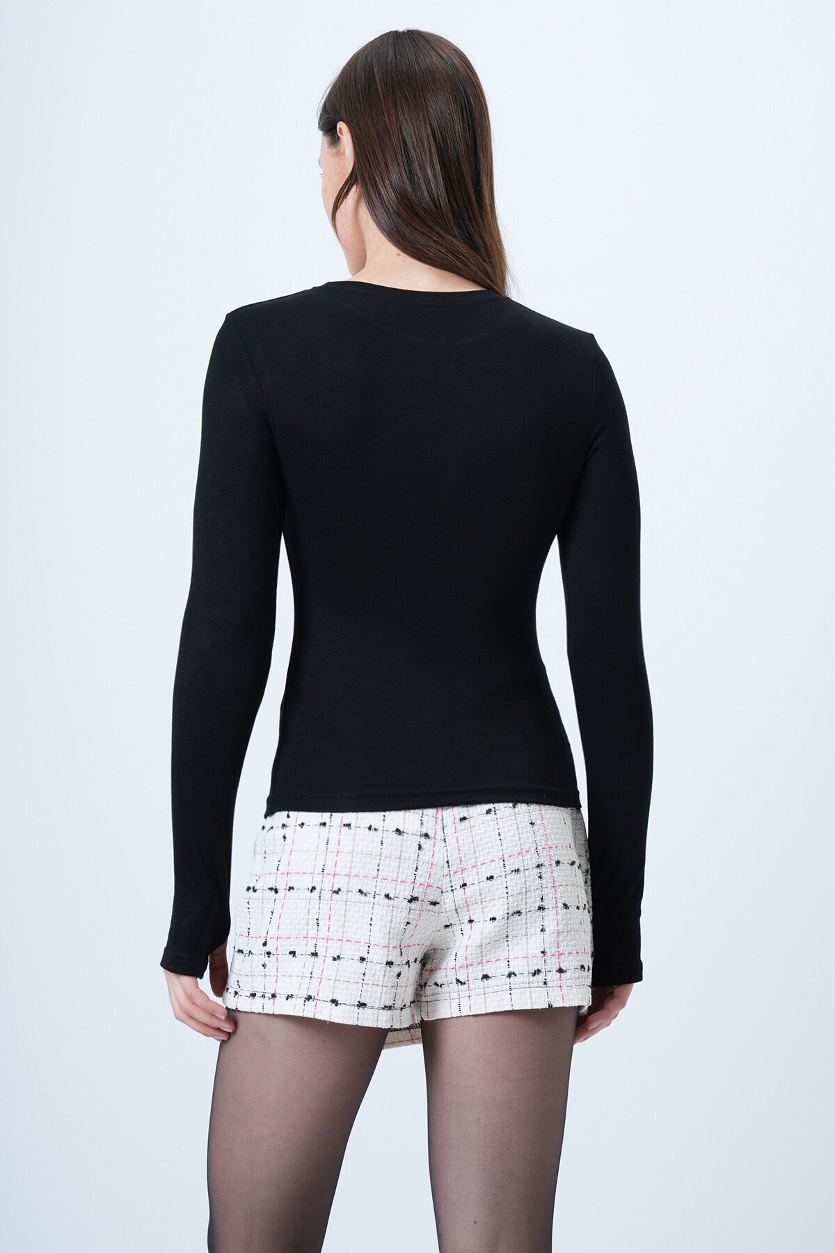 Parmak Detaylı Bisiklet Yaka Basic Bluz