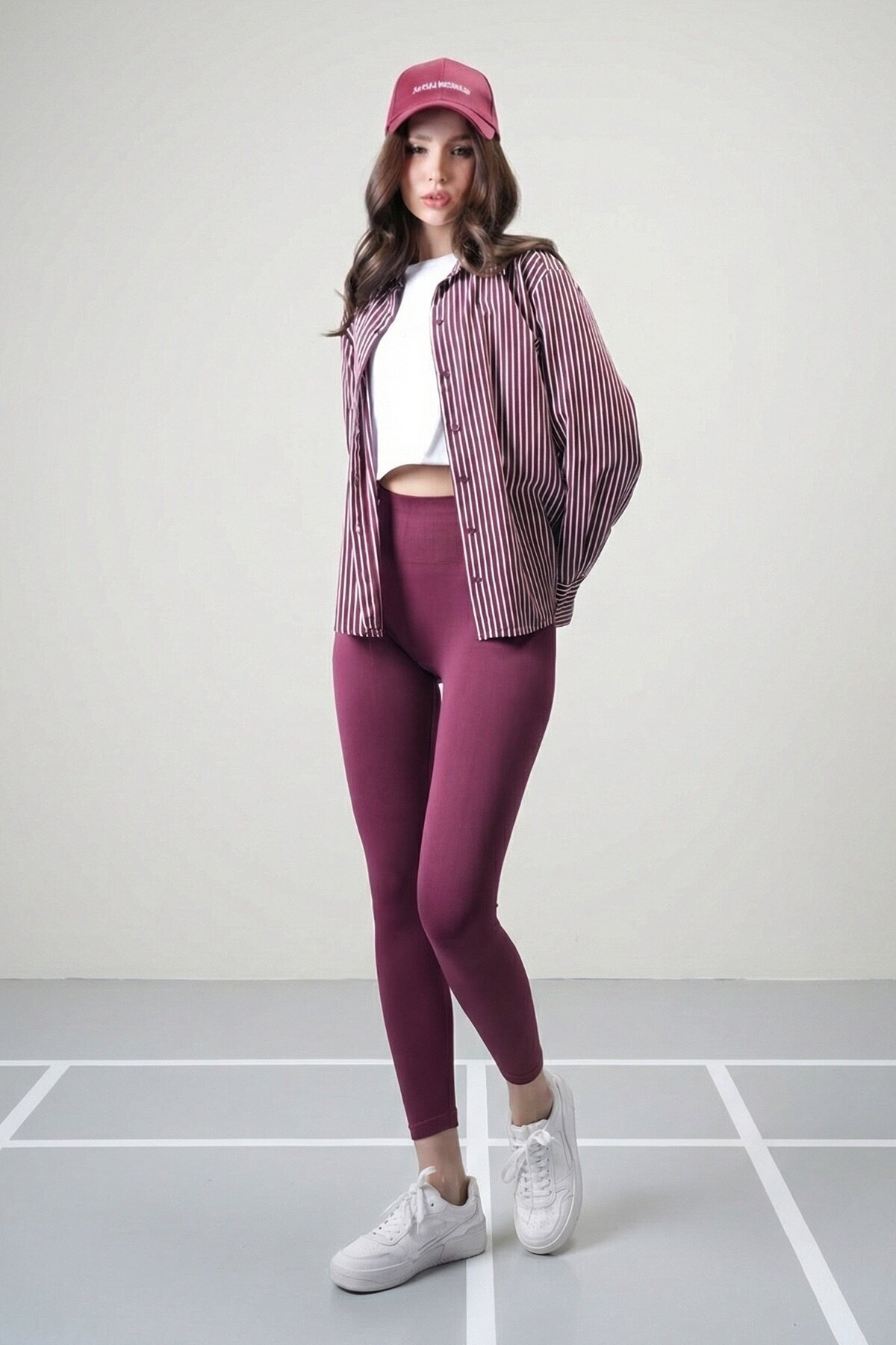 Bordo Ribanalı Toparlayıcı Tayt