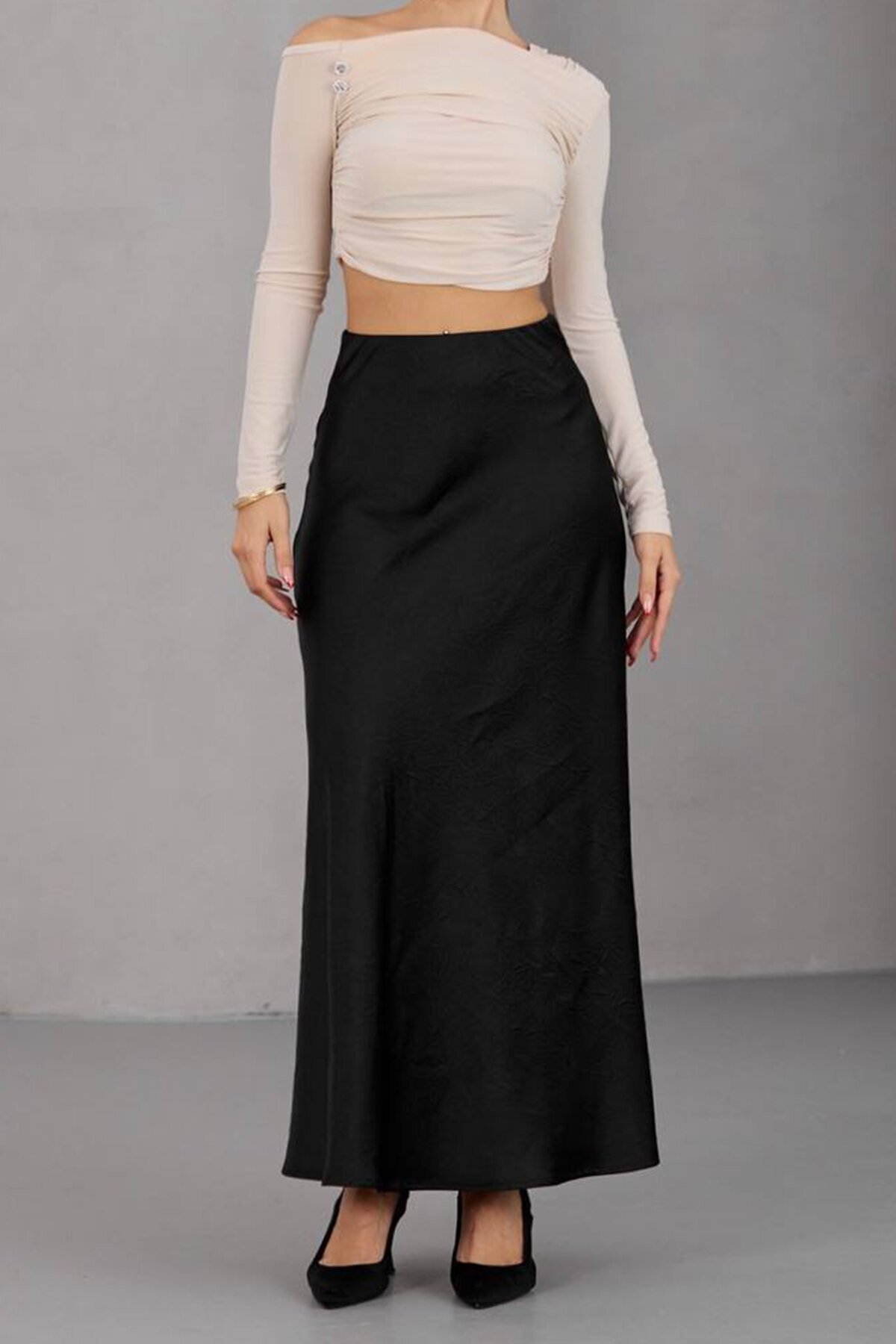 Saten Dokulu Uzun A Kesim Etek