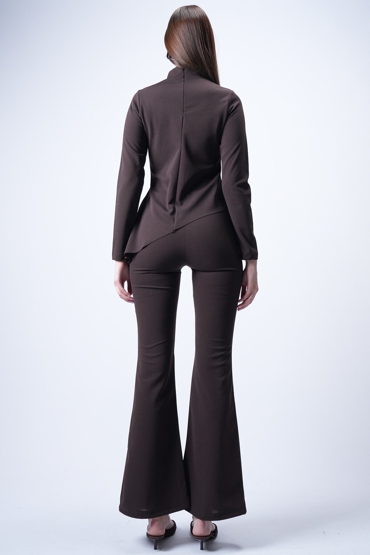 Kahverengi Scuba Crep Volanlı Takım