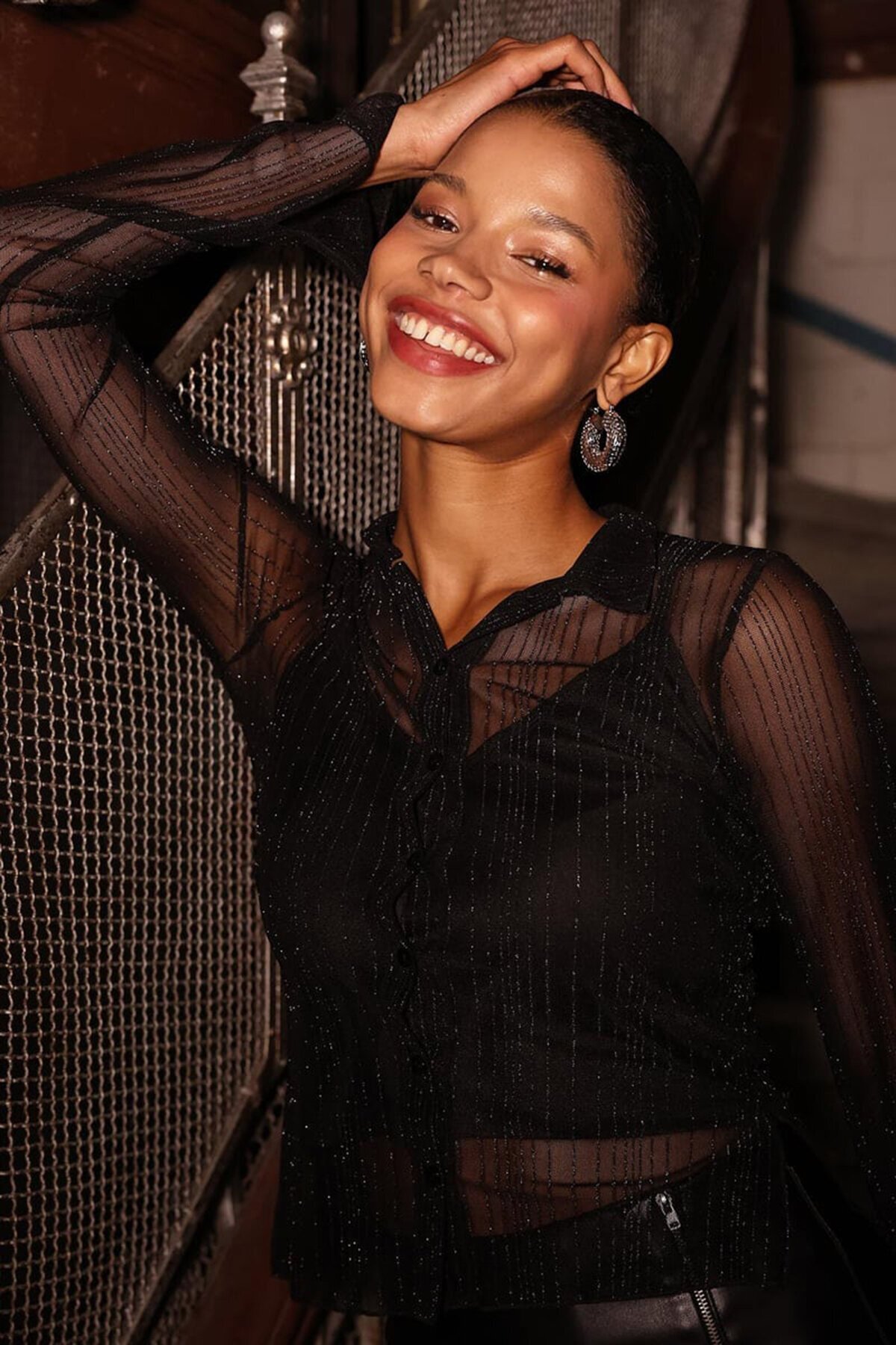 Simli Atletli Tül Gömlek