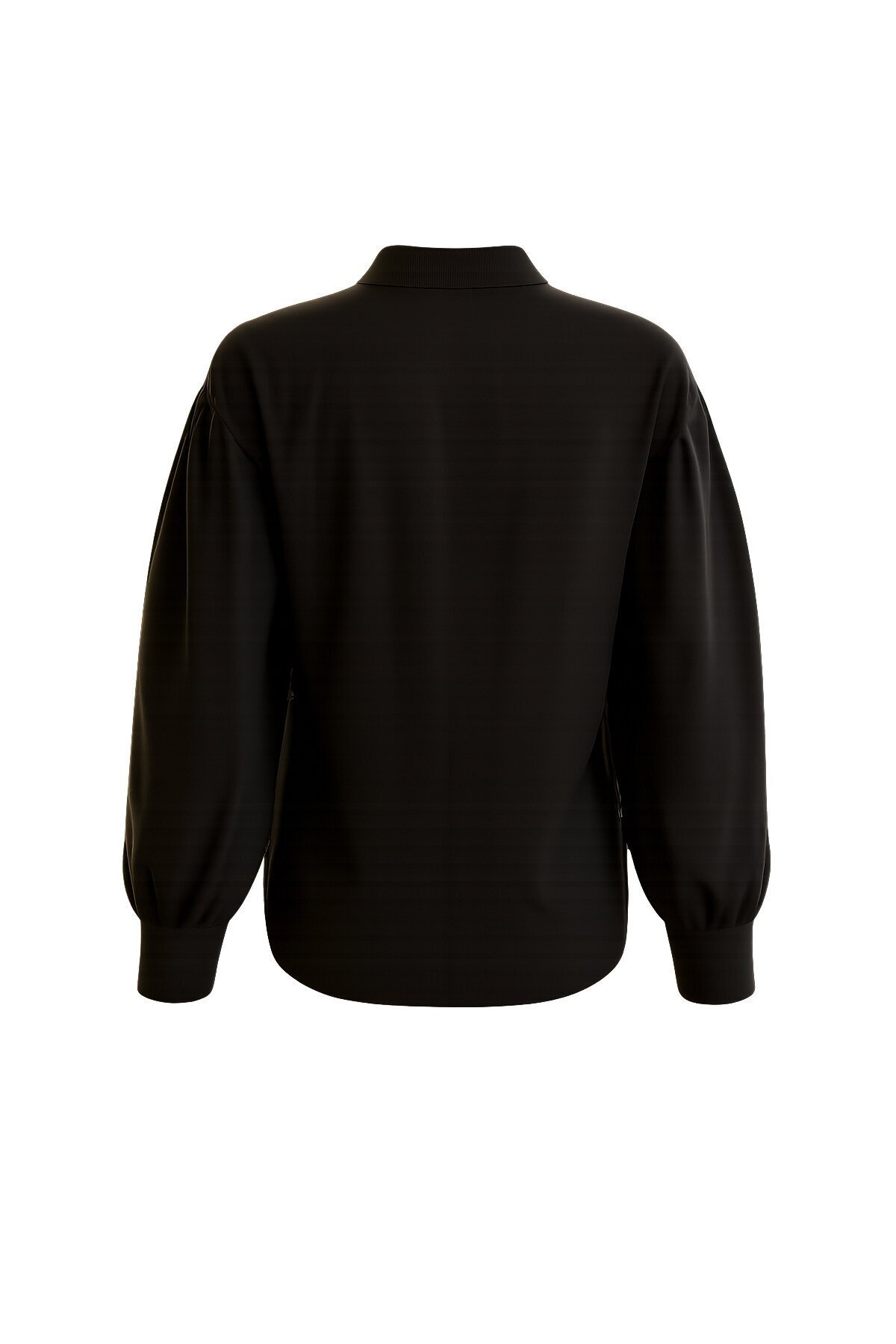 Siyah Balon Kol Gizli Patlı Dokuma Gömlek