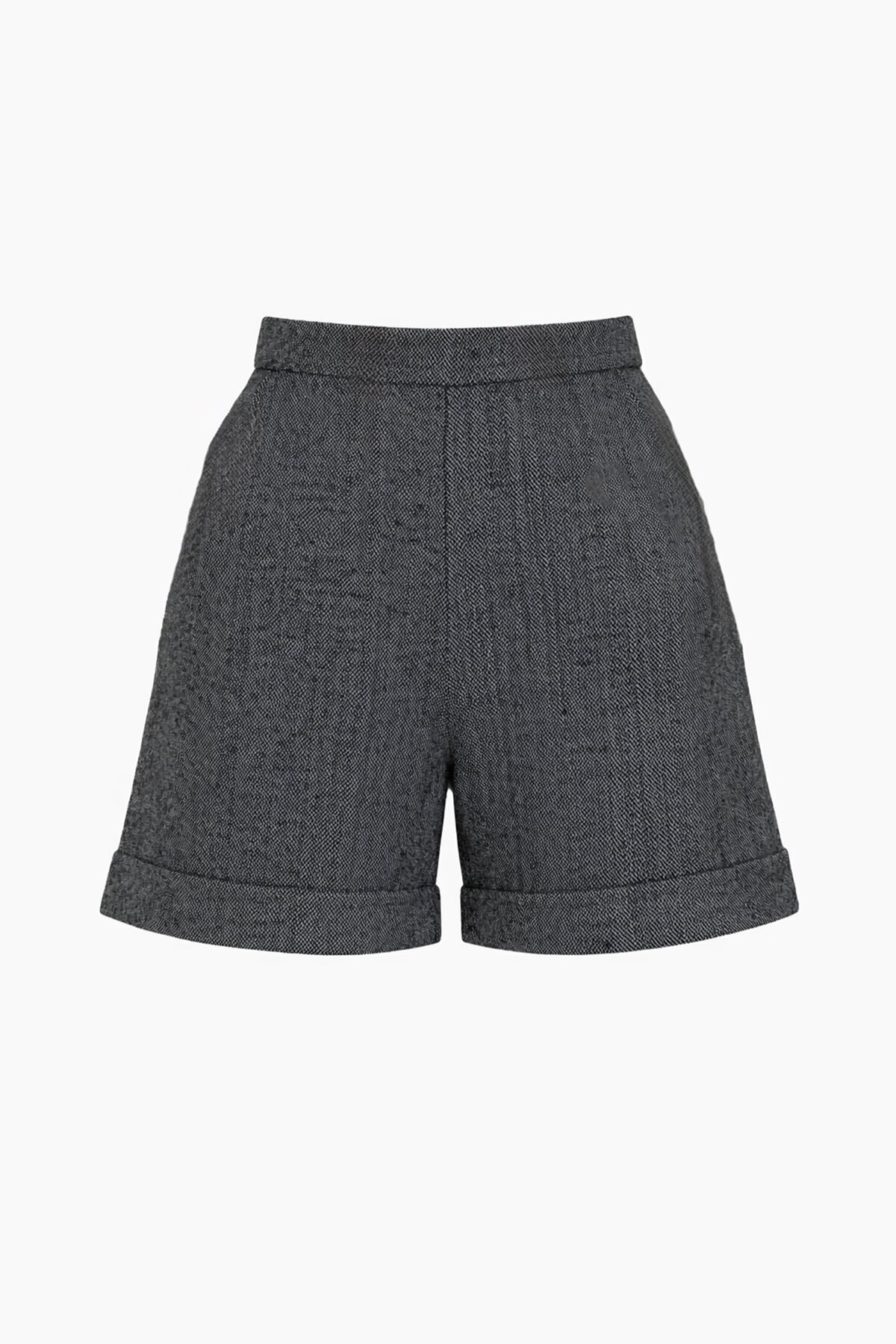 Siyah Duble Paça Çift Cepli Kışlık Kaşe Şort