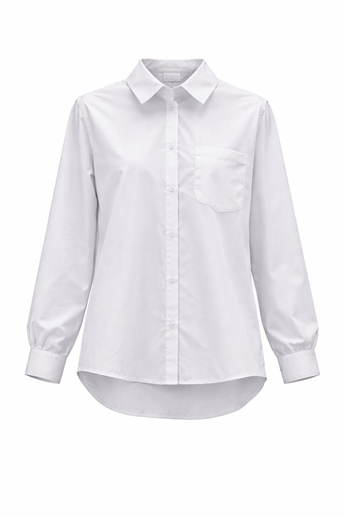 Beyaz Tek Cepli Oversize Gömlek