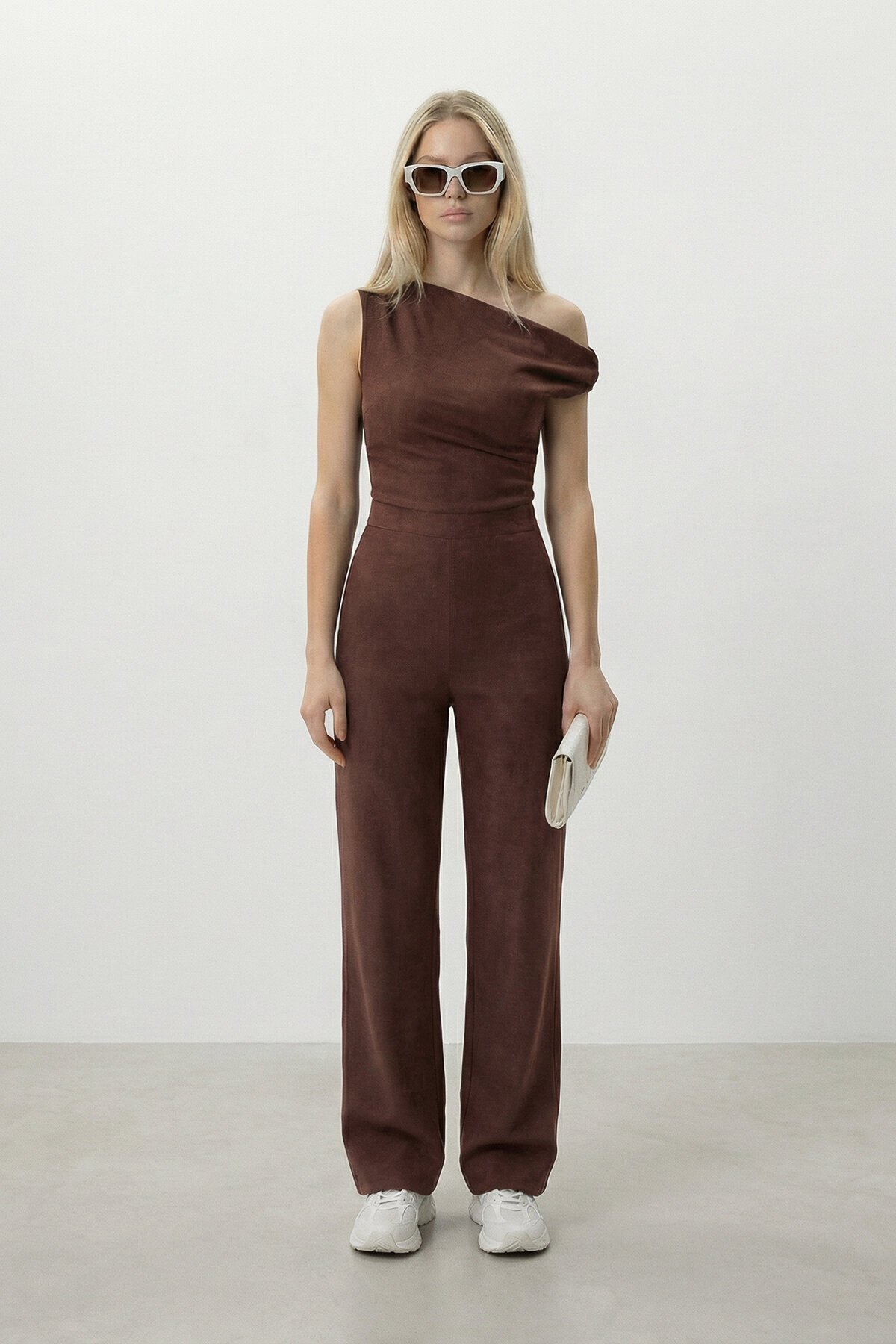 Tek Omuz Düz Kesim Bluz Ve Pantolon Takım