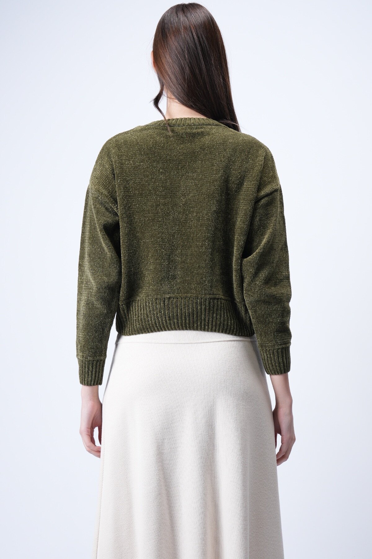 Haki Triko Kısa Kazak