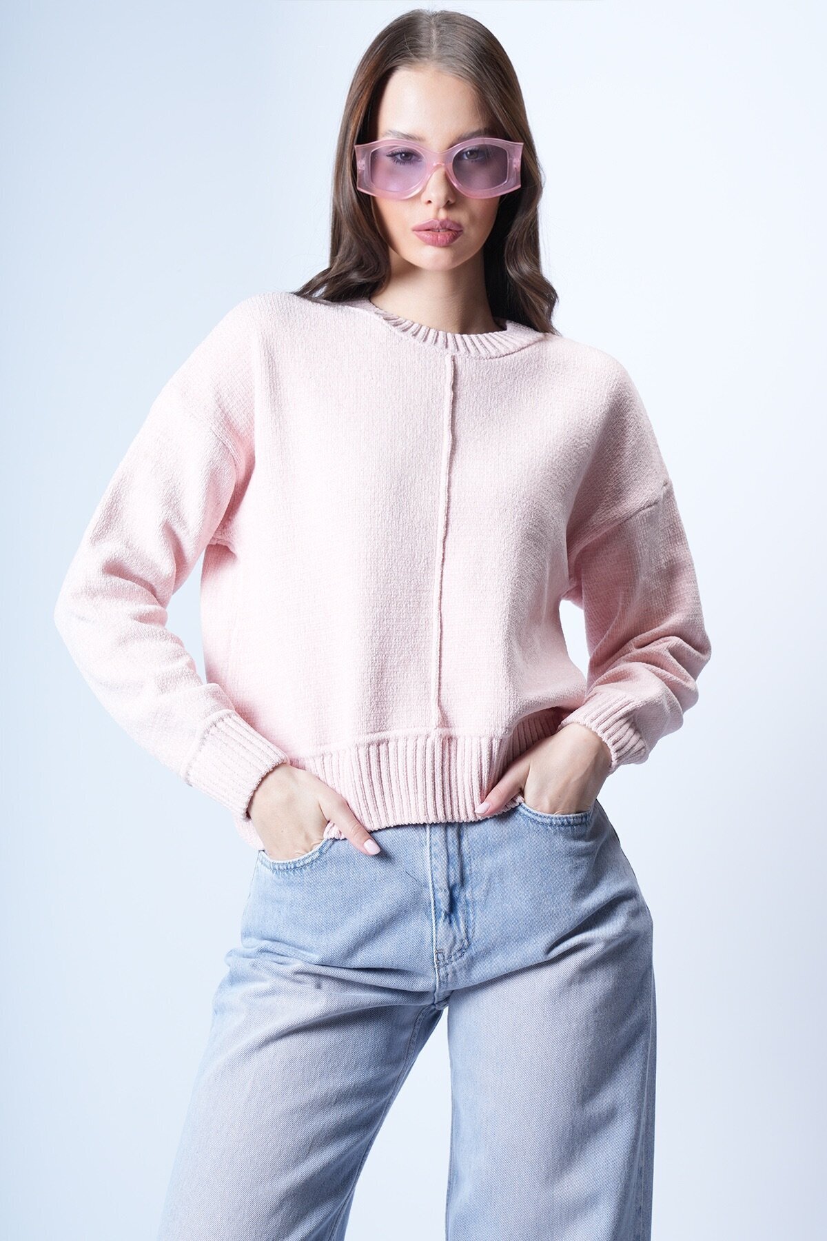 Pembe Triko Kısa Kazak