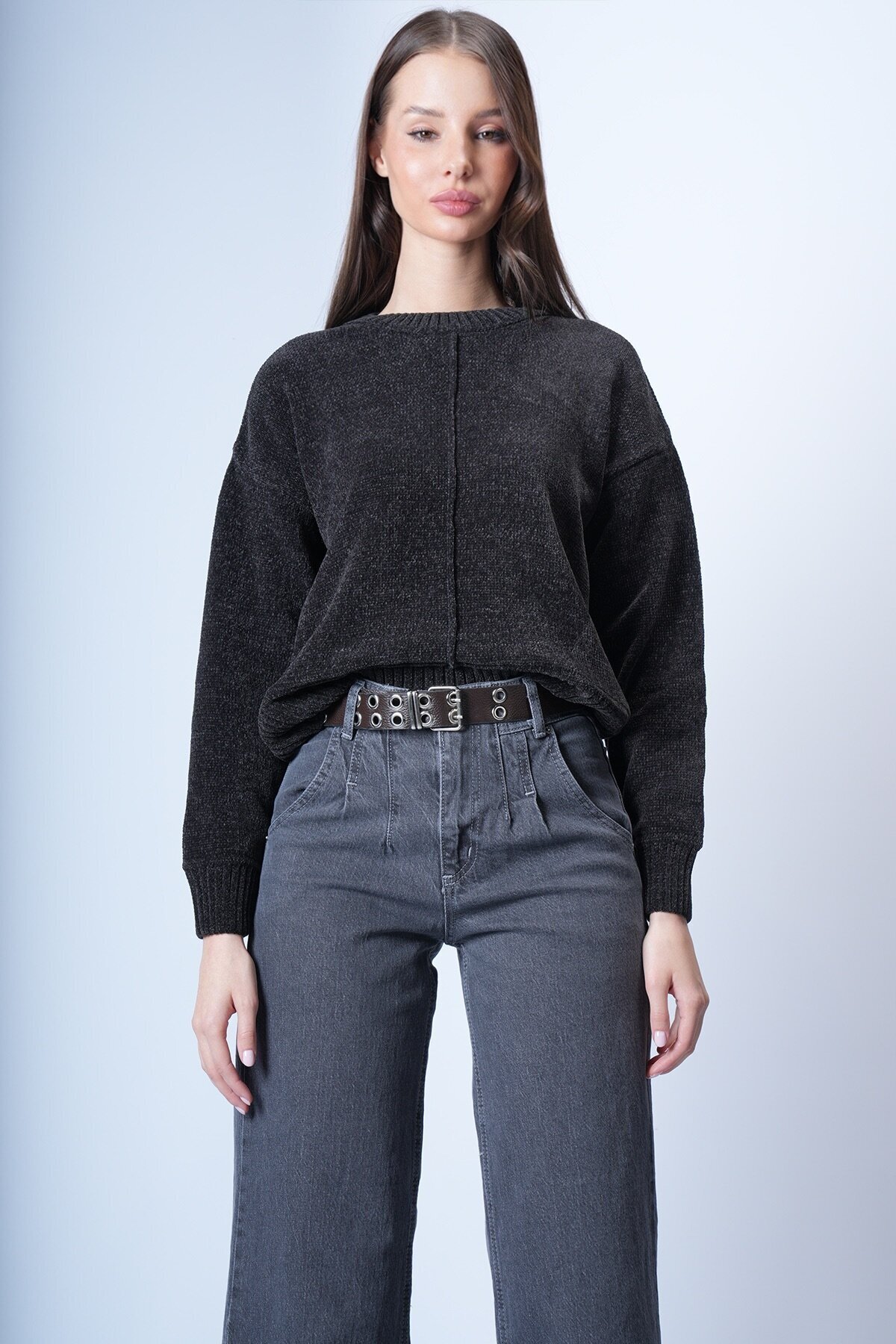 Siyah Triko Kısa Kazak