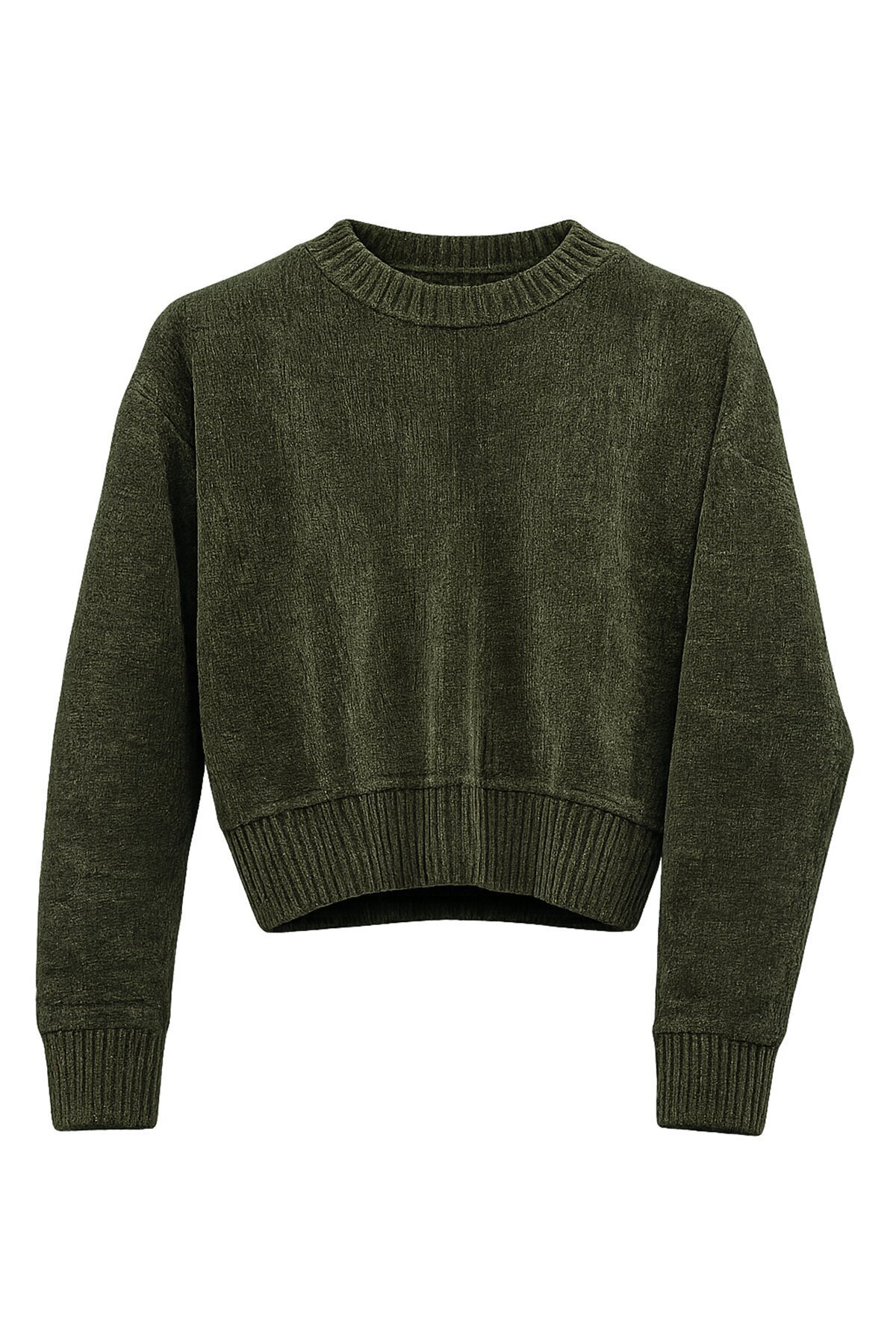 Haki Triko Kısa Kazak