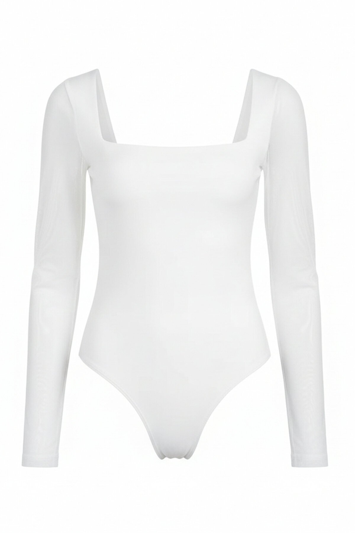 Tül Detaylı Kare Yaka Bluz