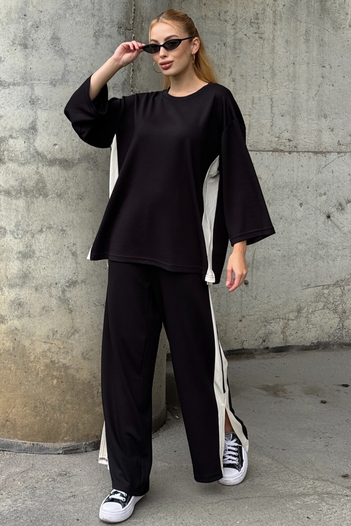 Yan Şerit Detaylı Oversize İkili Takım