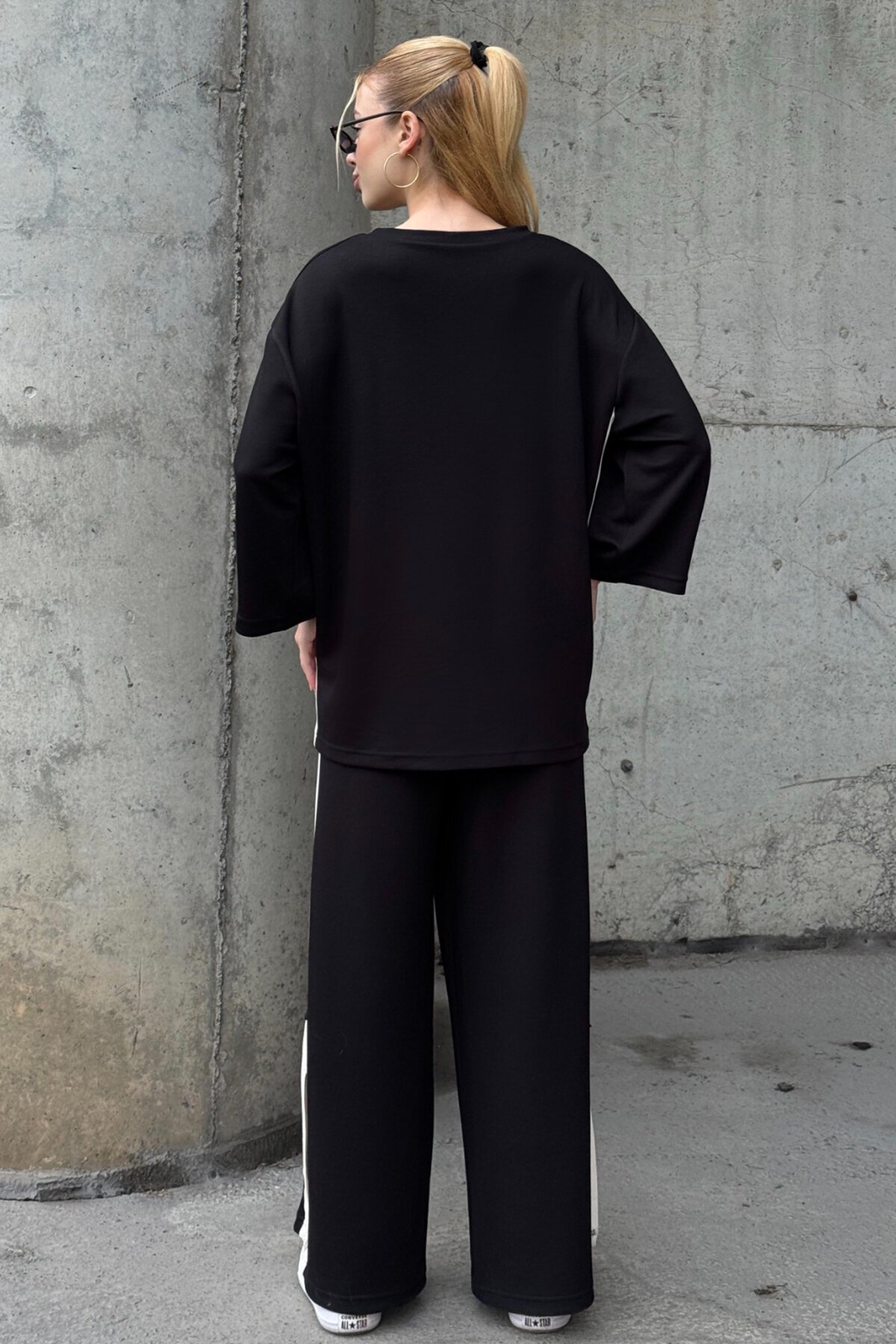Yan Şerit Detaylı Oversize İkili Takım